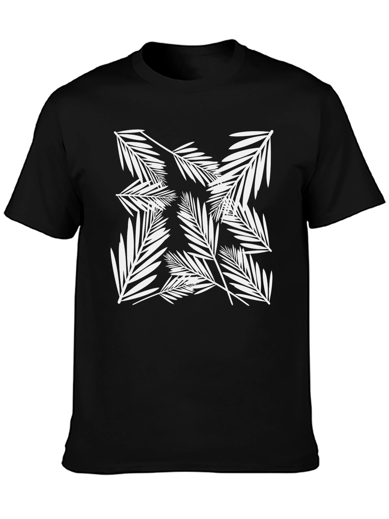Leaf Print Black T-Shirt