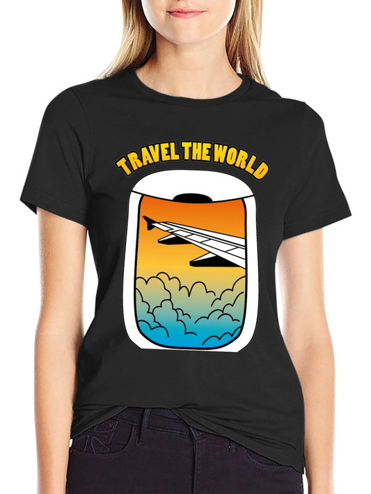 Travel the World Graphic T-Shirt - Airplane Window View