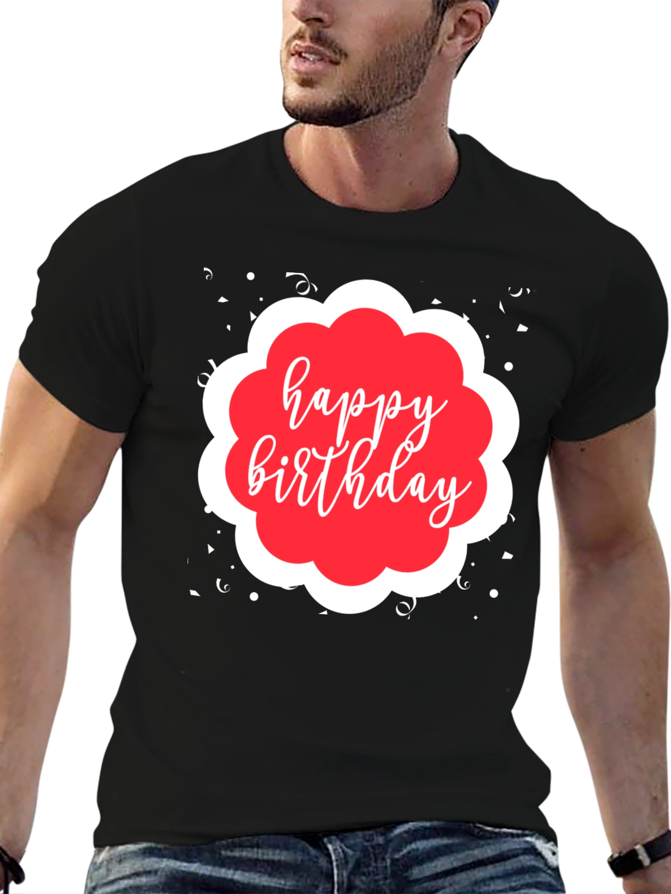 Happy Birthday Black Graphic T-Shirt