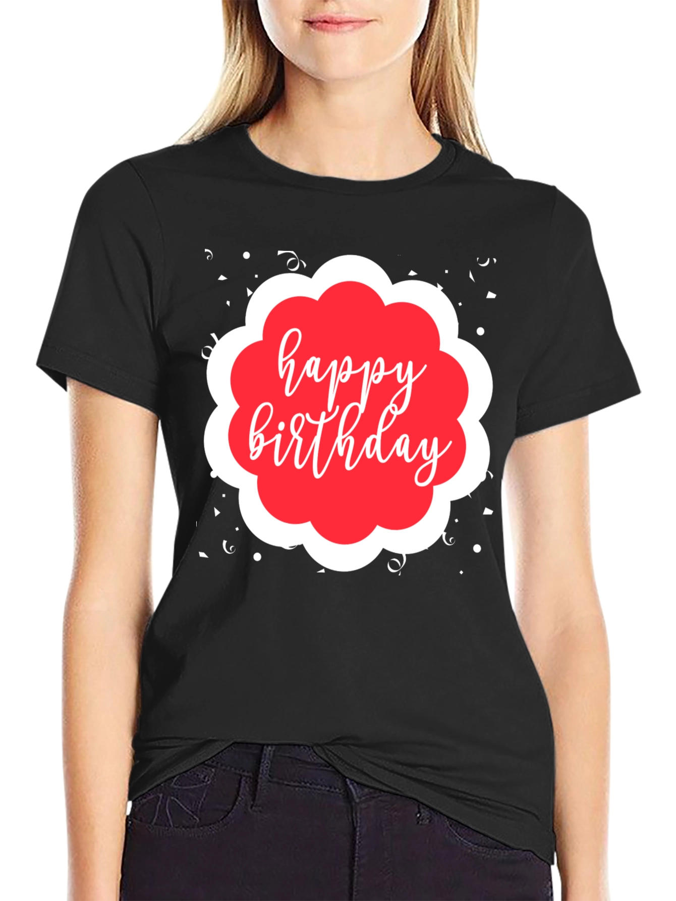 Happy Birthday Black Graphic T-Shirt
