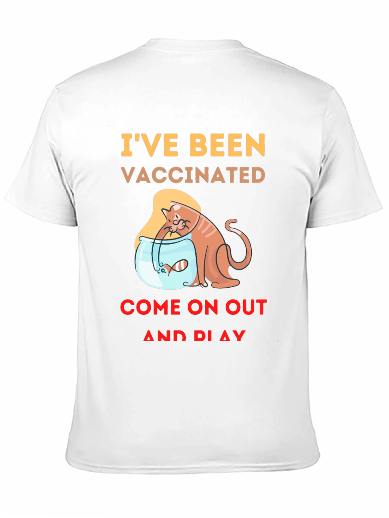 Vaccinated Cat & Fish T-Shirt - Playful Design