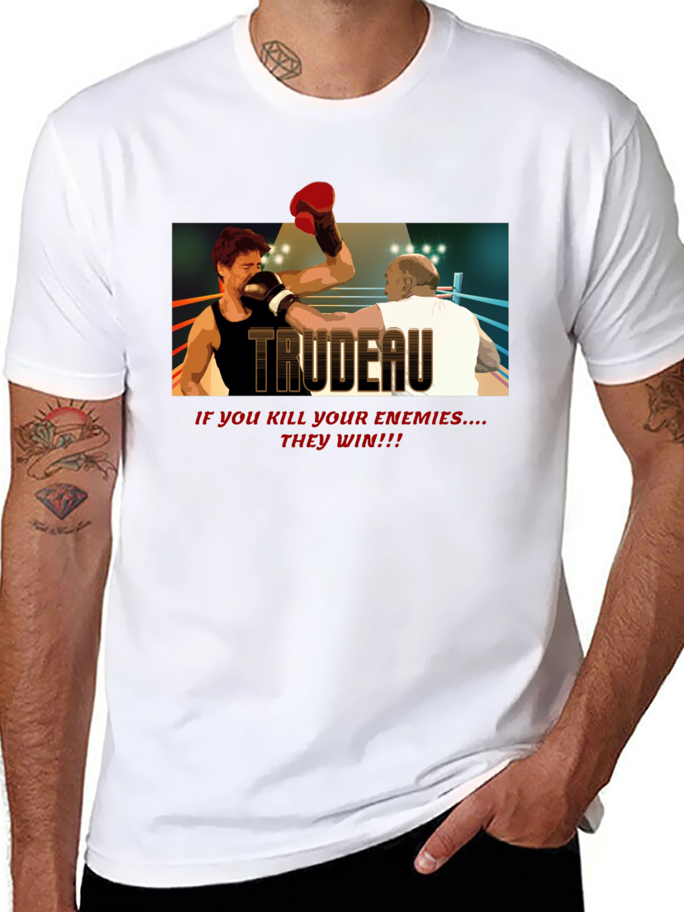 Trudeau Boxing Graphic Tee - Political Statement T-Shirt