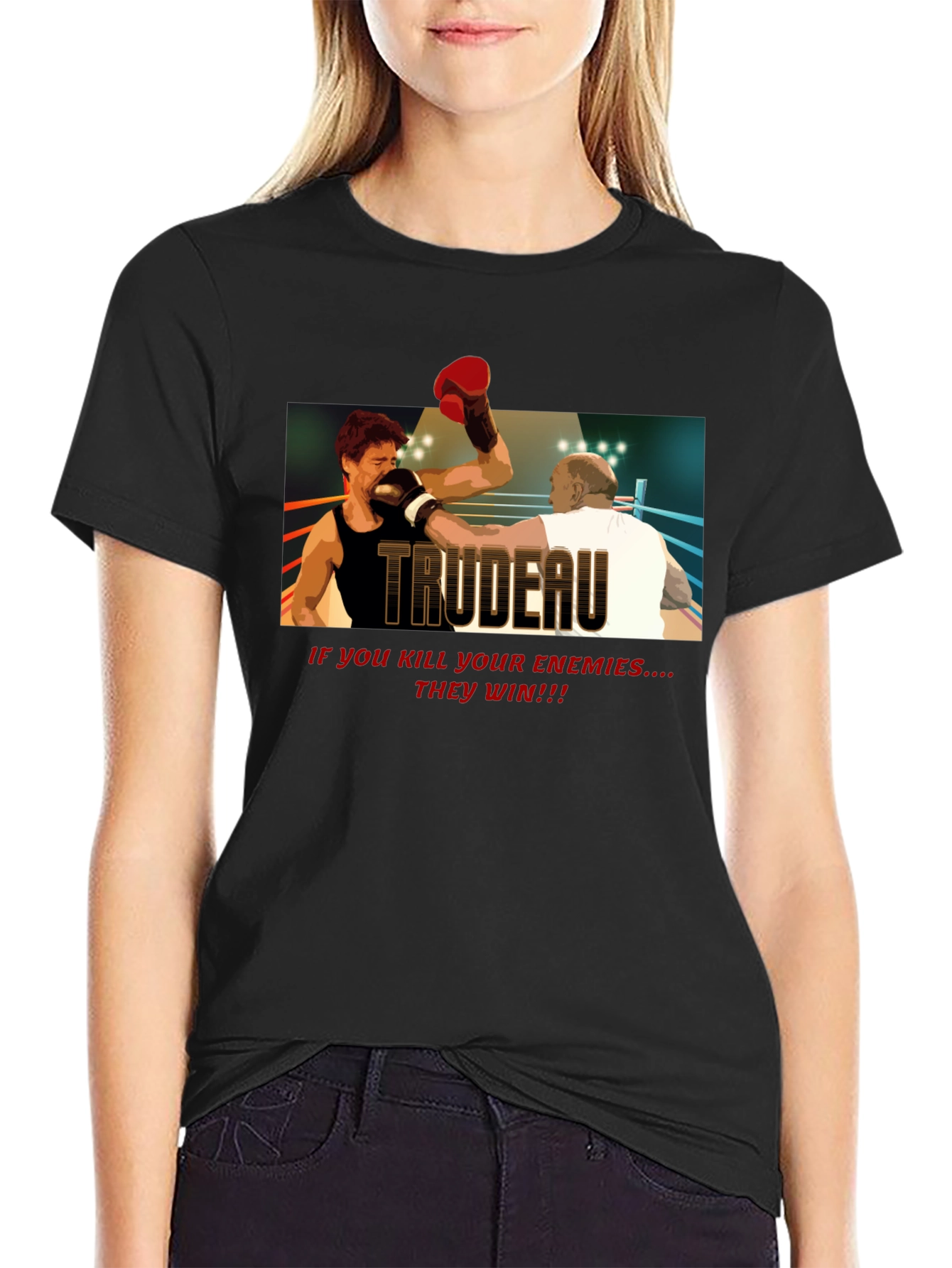 Trudeau Boxing Graphic Tee - Political Statement T-Shirt