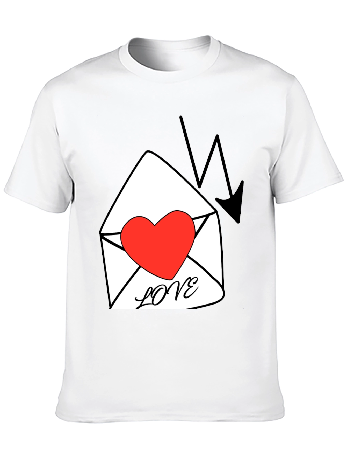 Heart Love Letter Graphic T-Shirt - Black