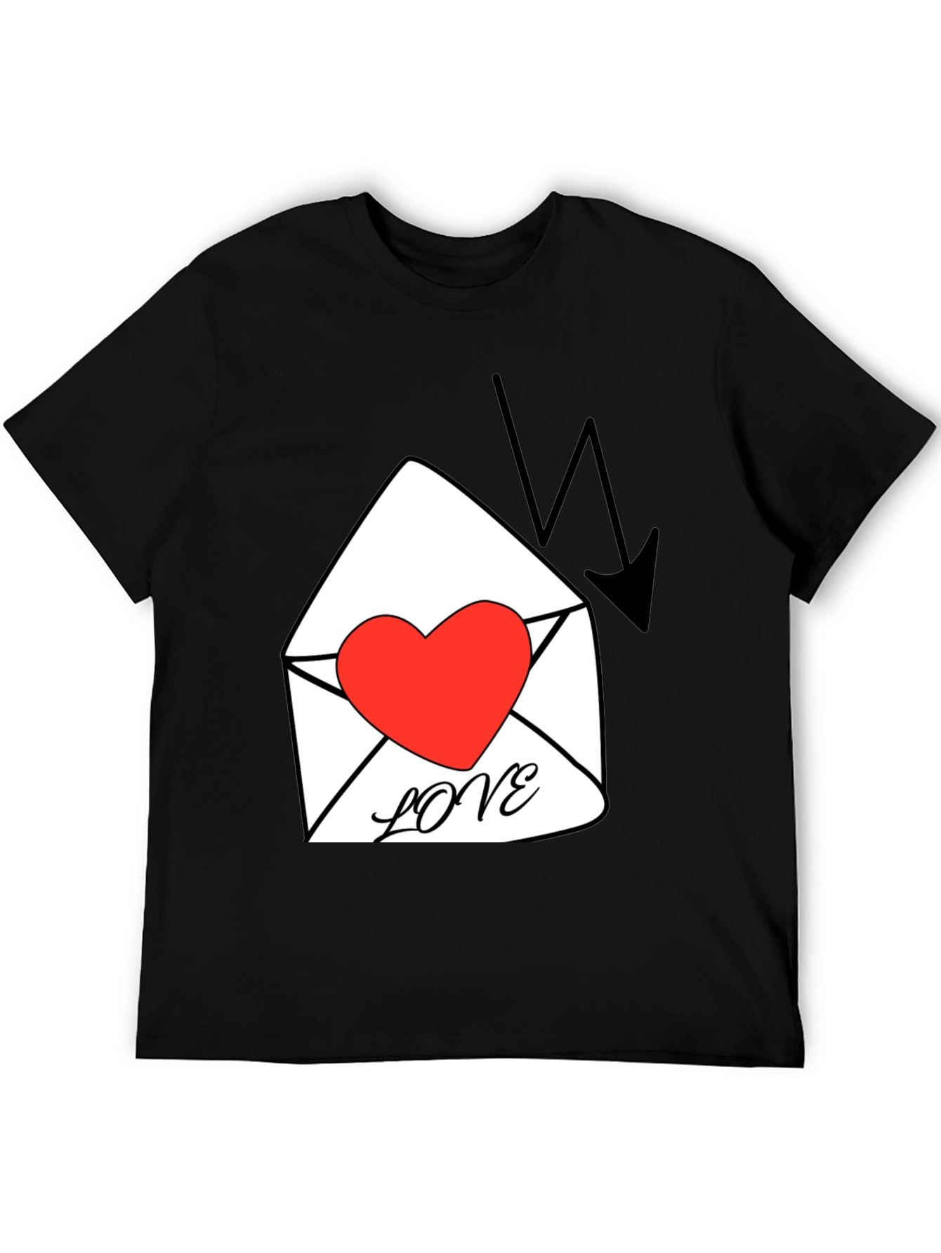 Heart Love Letter Graphic T-Shirt - Black