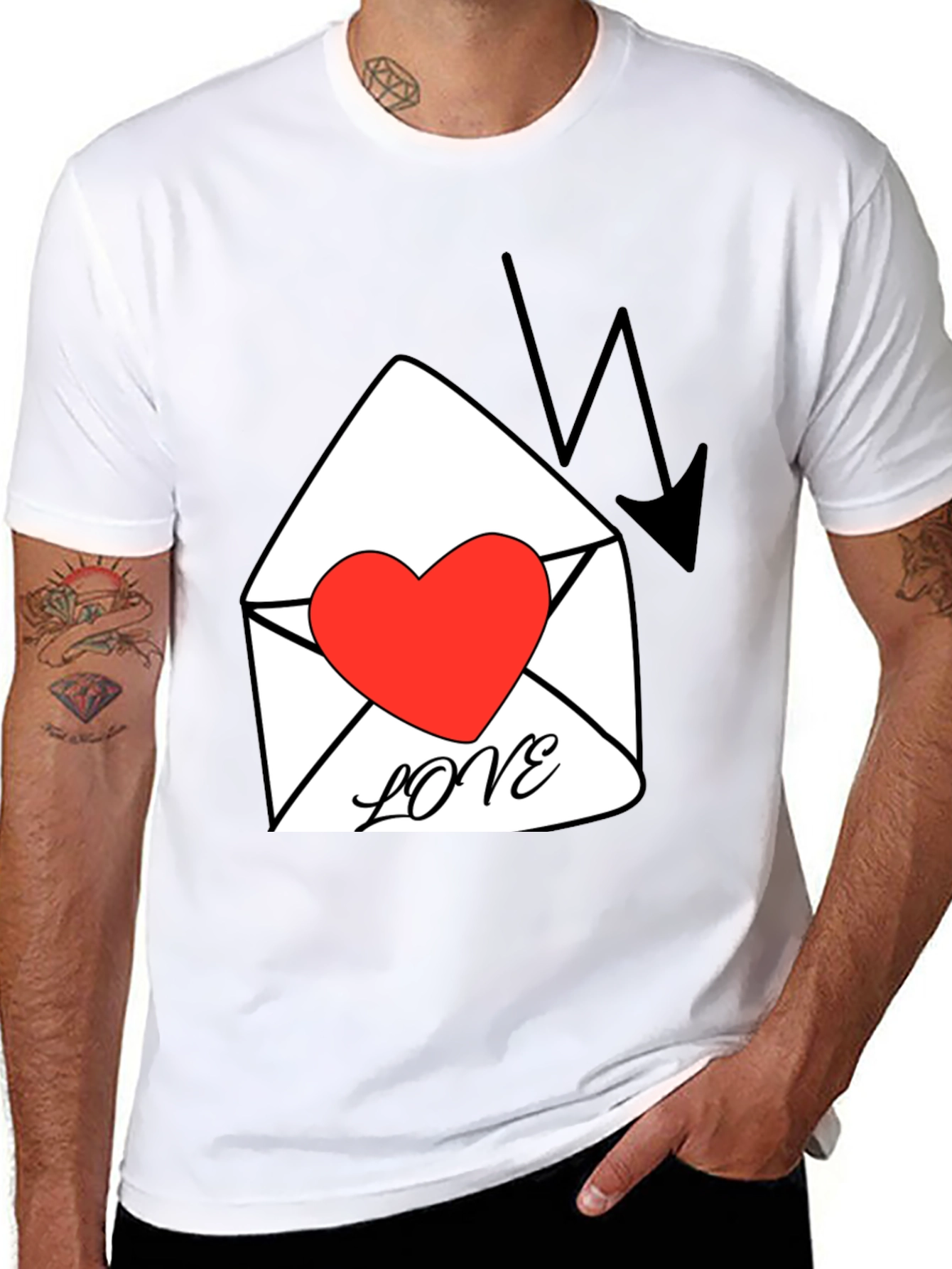 Heart Love Letter Graphic T-Shirt - Black
