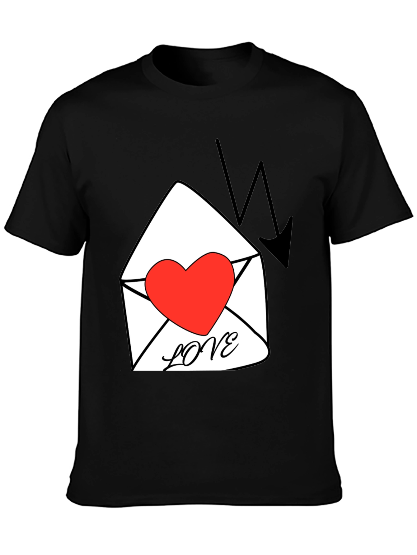 Heart Love Letter Graphic T-Shirt - Black