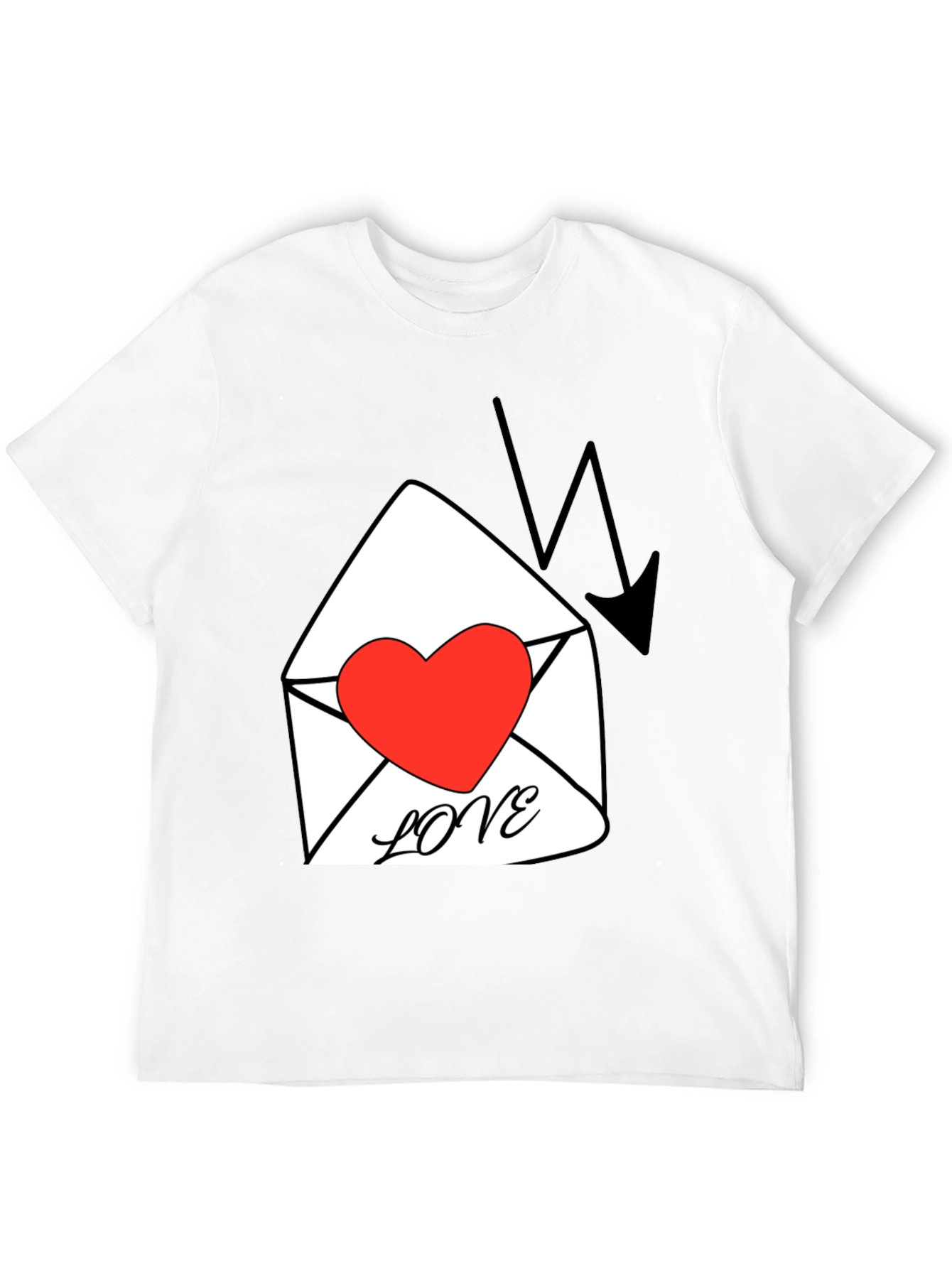 Heart Love Letter Graphic T-Shirt - Black