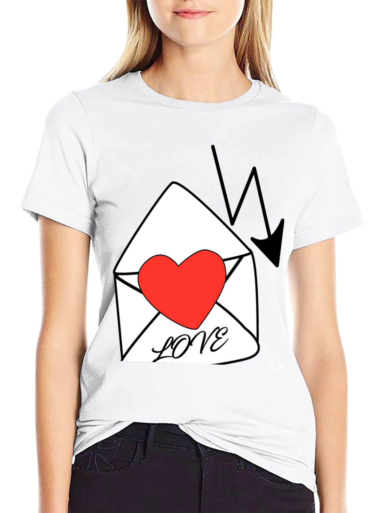 Heart Love Letter Graphic T-Shirt - Black