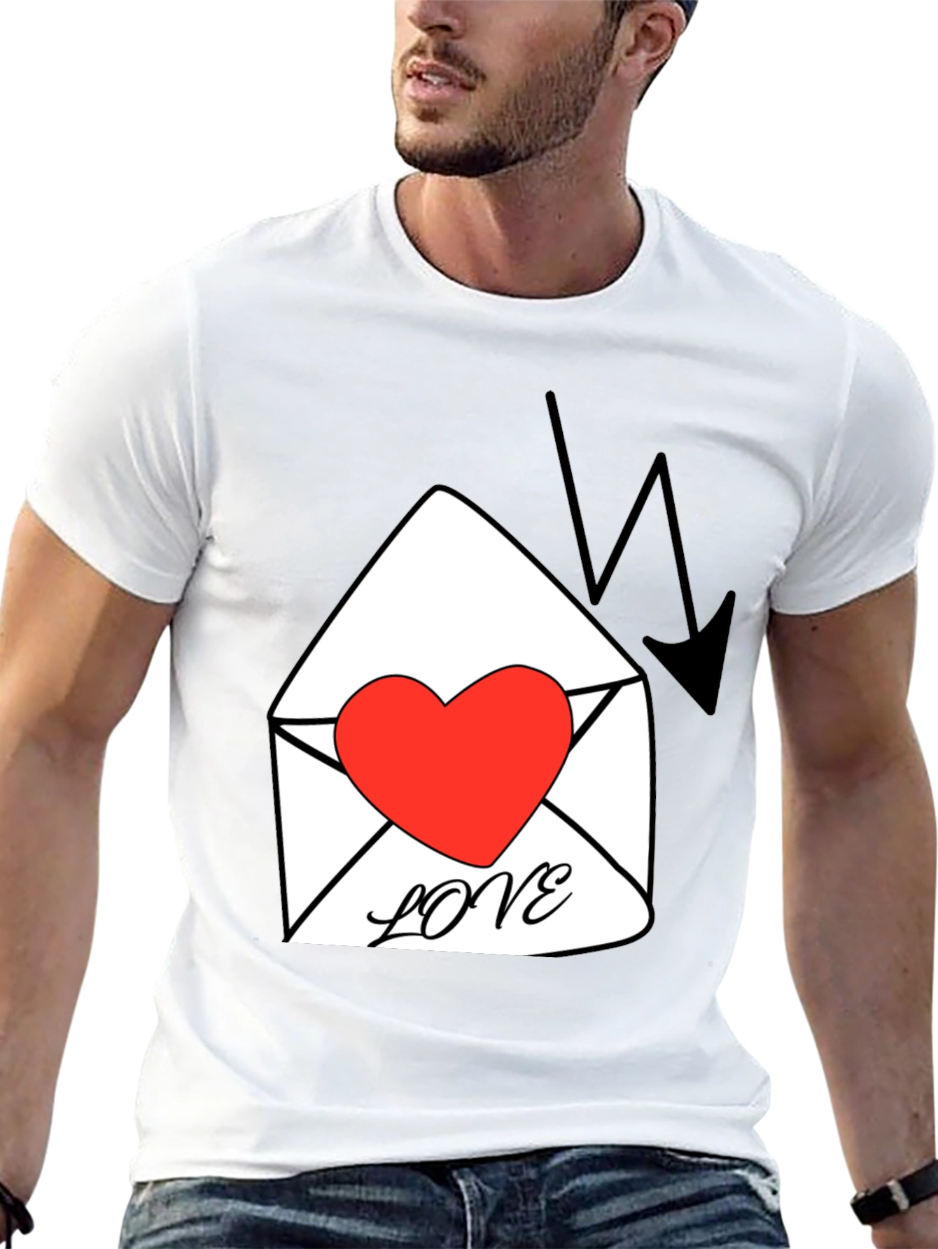 Heart Love Letter Graphic T-Shirt - Black