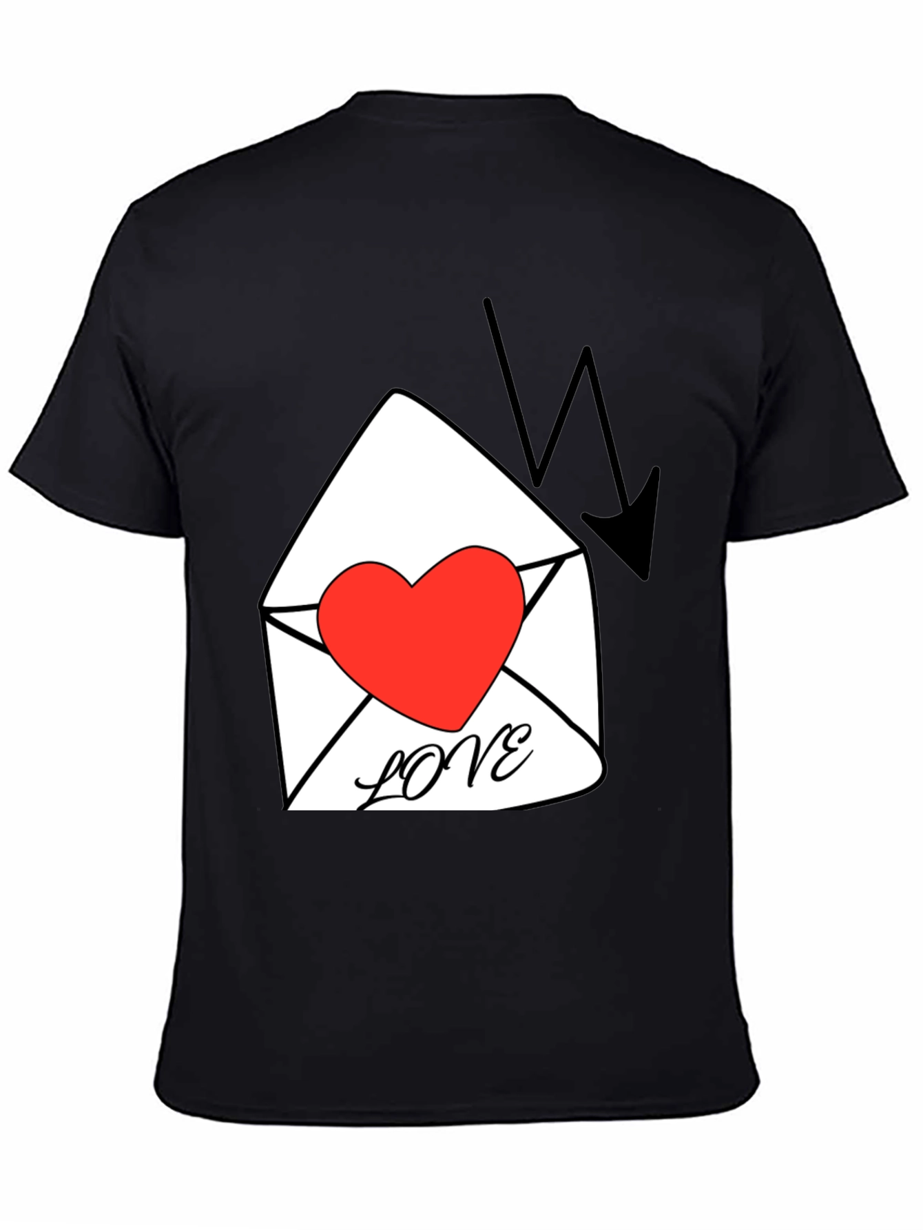 Heart Love Letter Graphic T-Shirt - Black