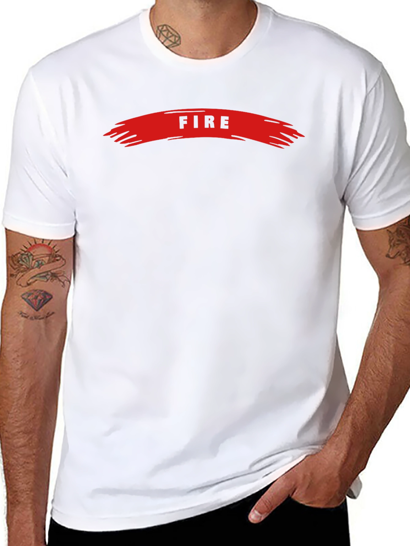 Mens Black FIRE Graphic Print Short Sleeve T-Shirt