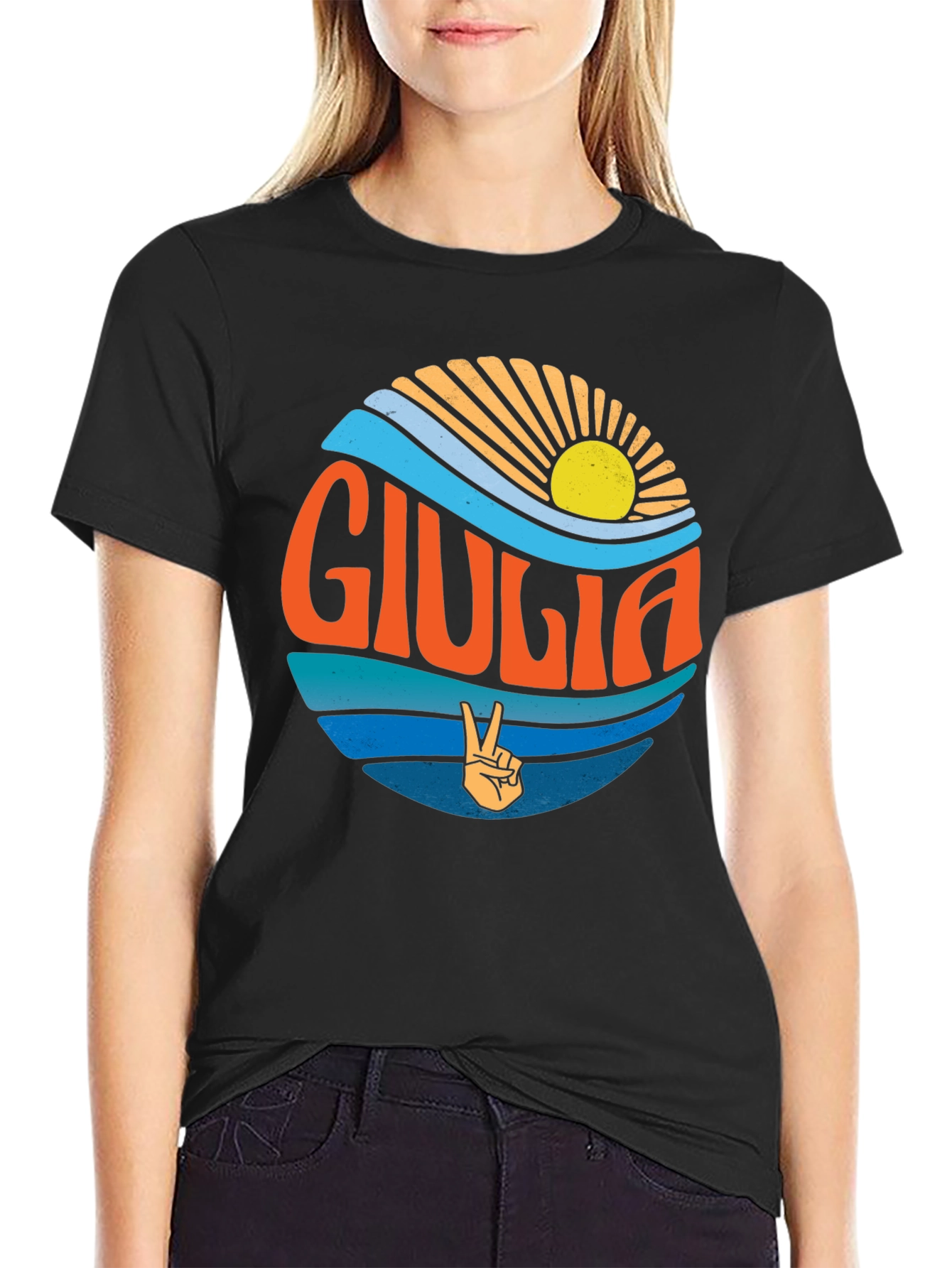 Giulia Peace Sign Graphic Tee - Retro Beach Vibes