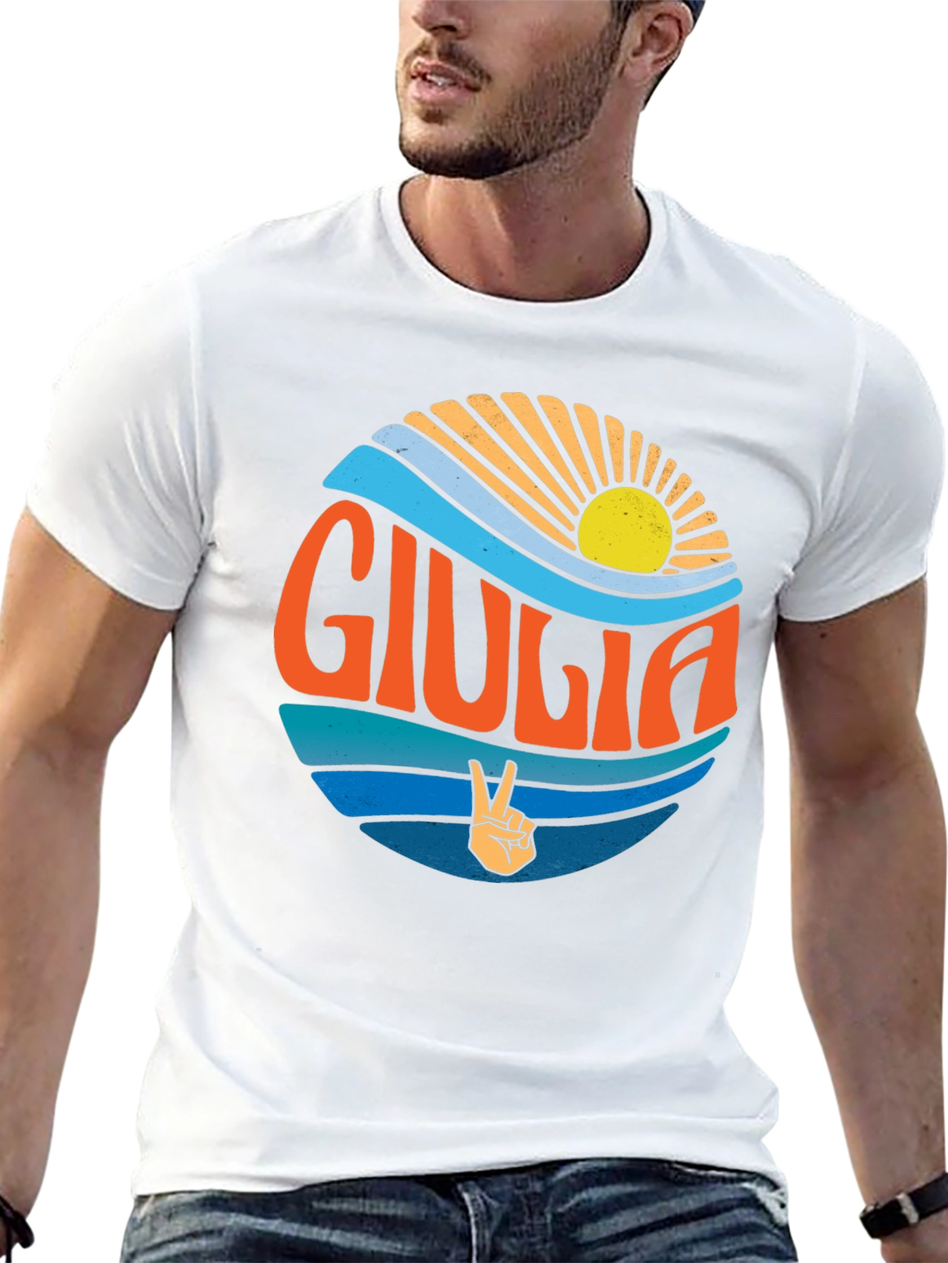 Giulia Peace Sign Graphic Tee - Retro Beach Vibes