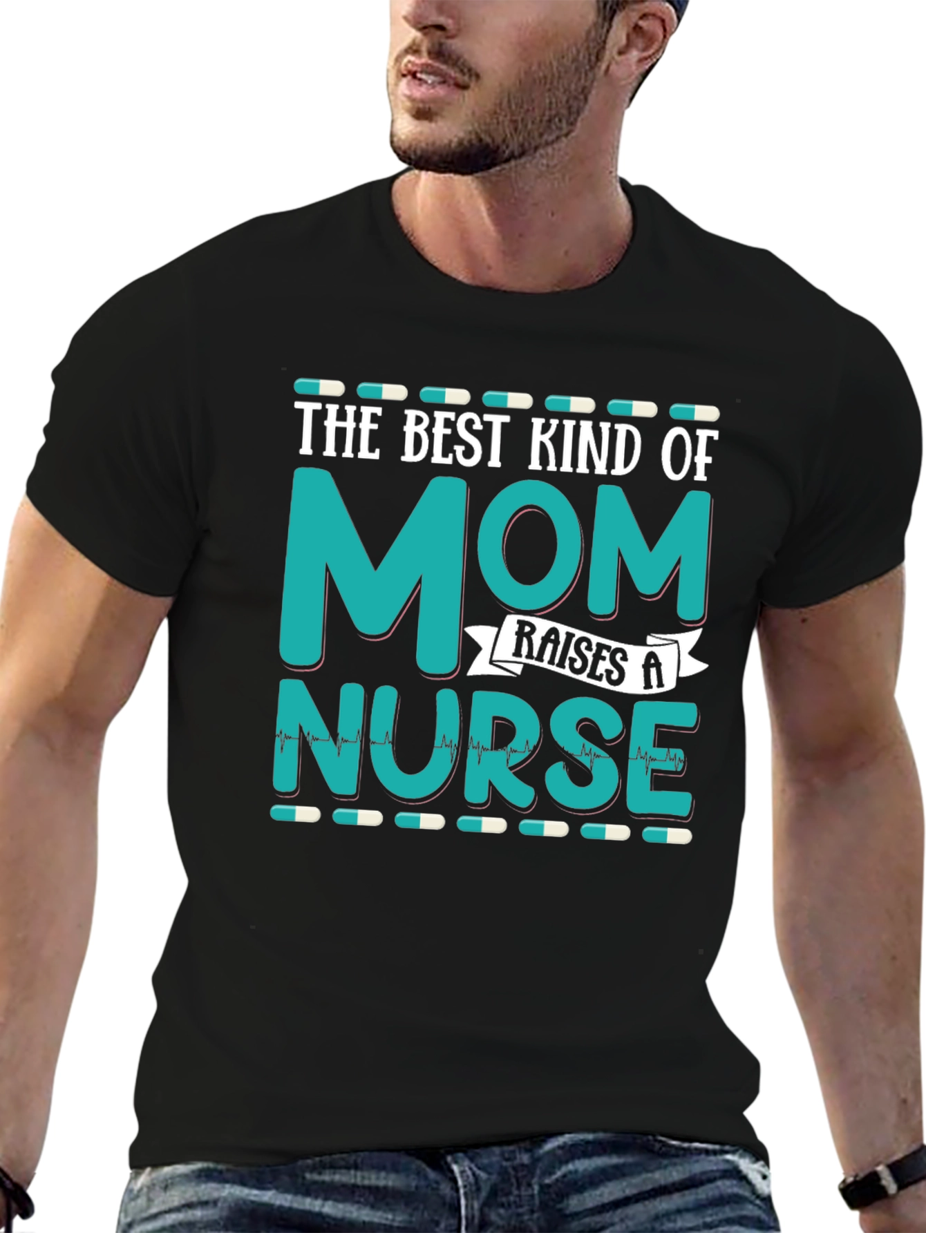 Best Kind of Mom Raises a Nurse Black T-Shirt