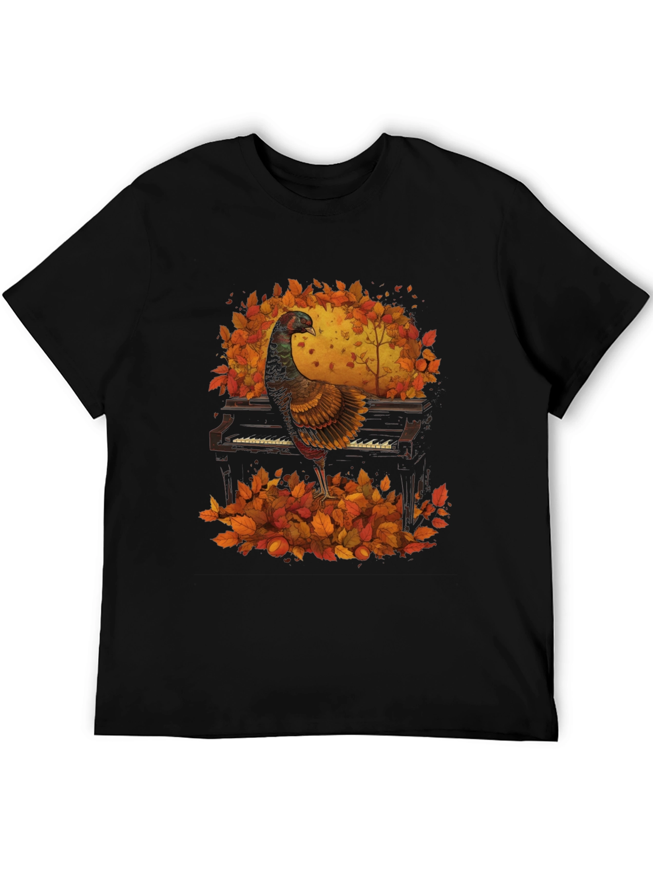 Thanksgiving Turkey Playing Piano T-Shirt