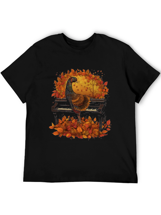 Thanksgiving Turkey Playing Piano T-Shirt