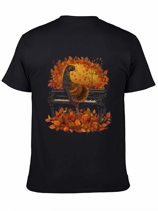Thanksgiving Turkey Playing Piano T-Shirt