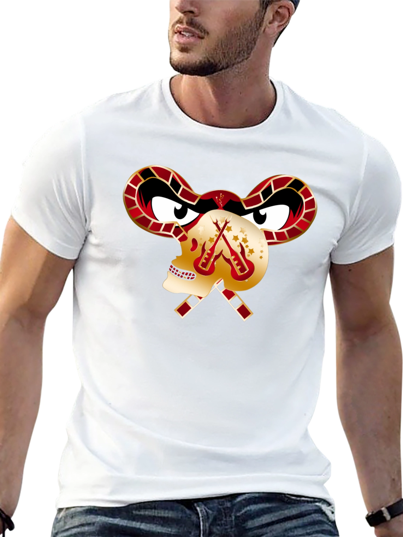 Skull Guitar T-Shirt - Edgy Rocker Design