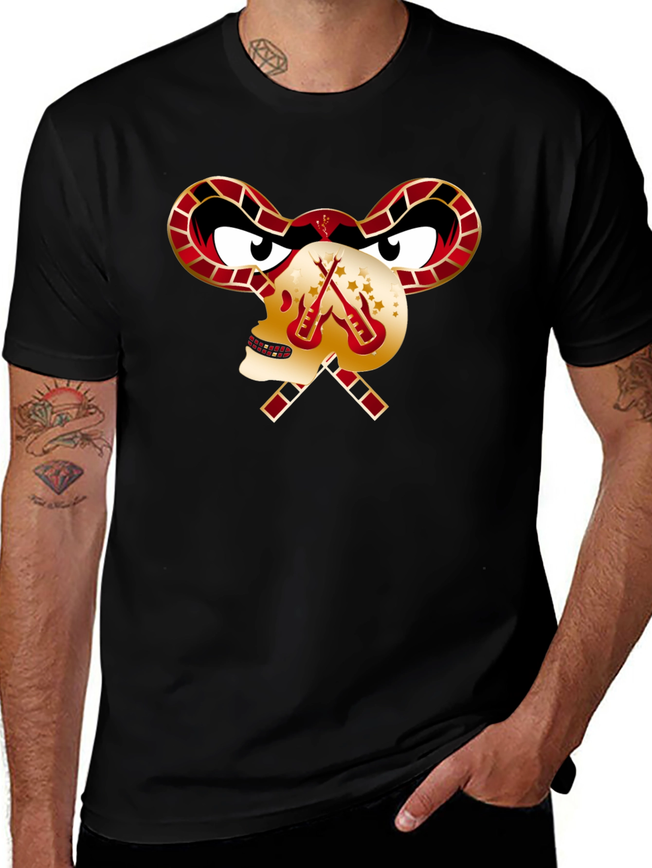 Skull Guitar T-Shirt - Edgy Rocker Design