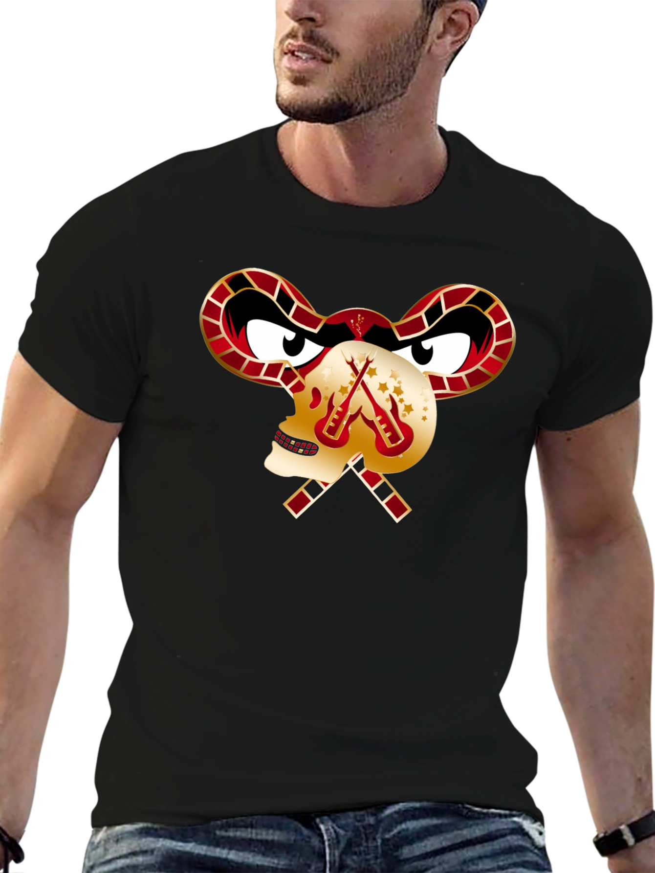 Skull Guitar T-Shirt - Edgy Rocker Design