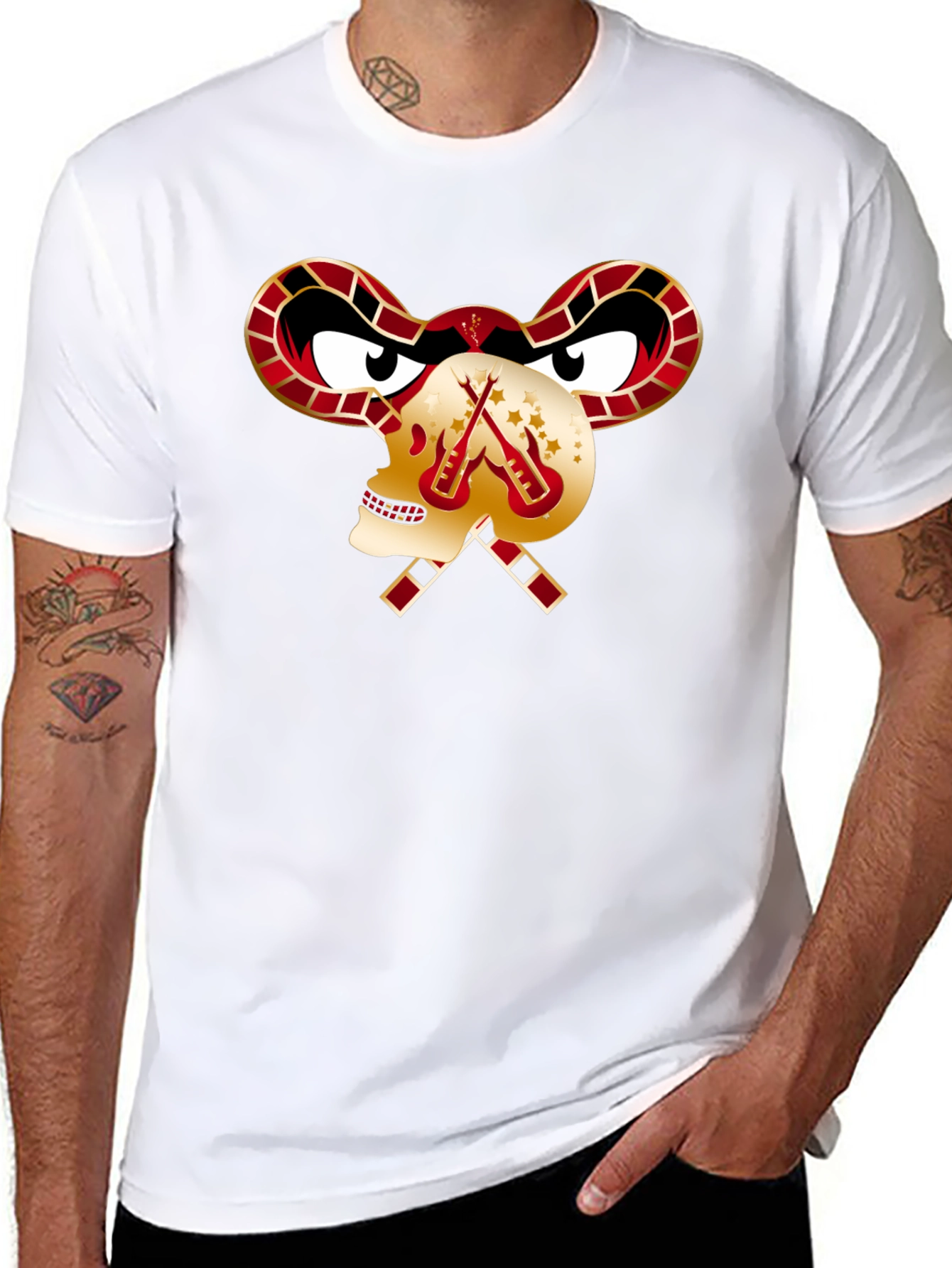 Skull Guitar T-Shirt - Edgy Rocker Design