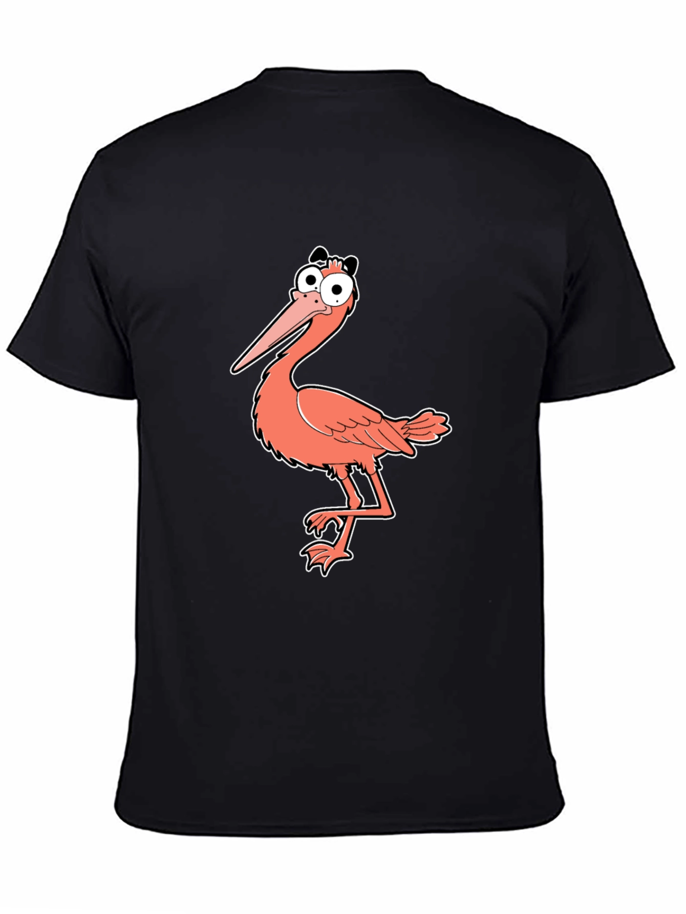 Funny Cartoon Bird Graphic Print Black T-Shirt