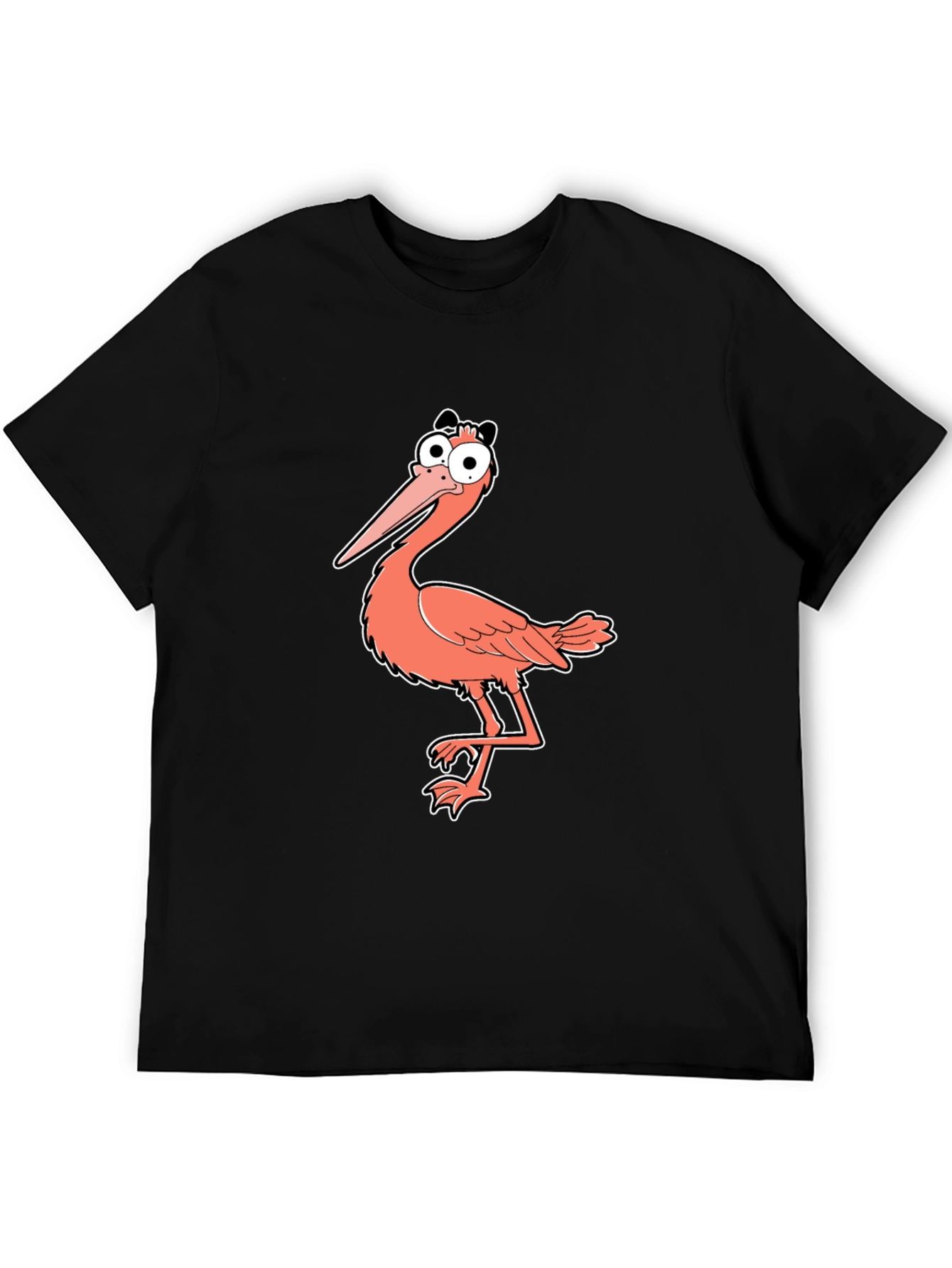 Funny Cartoon Bird Graphic Print Black T-Shirt