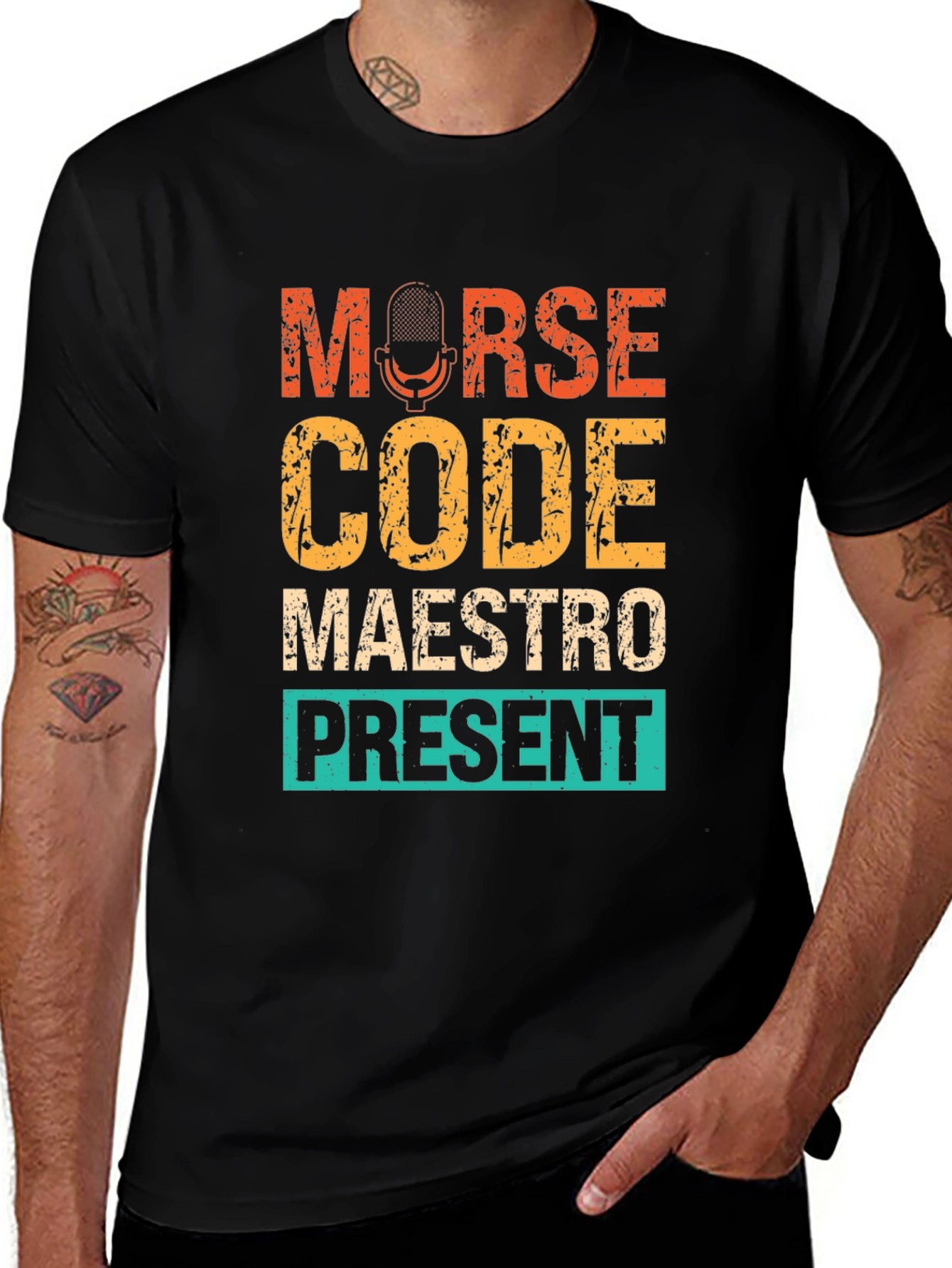 Morse Code Maestro Present T-Shirt - Black