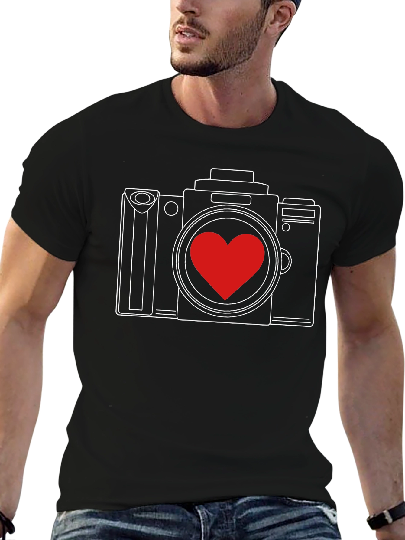 Camera Heart Graphic T-Shirt