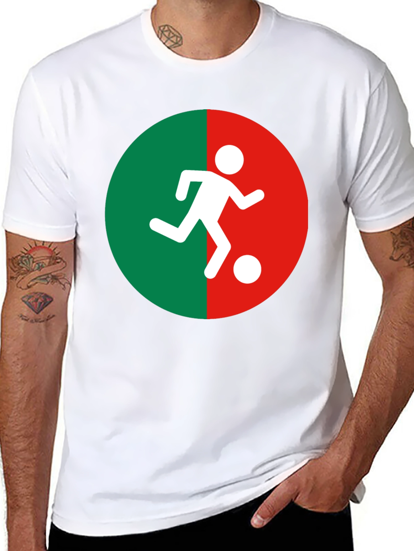 Soccer Player Graphic Tee - Black Cotton Blend Shirt