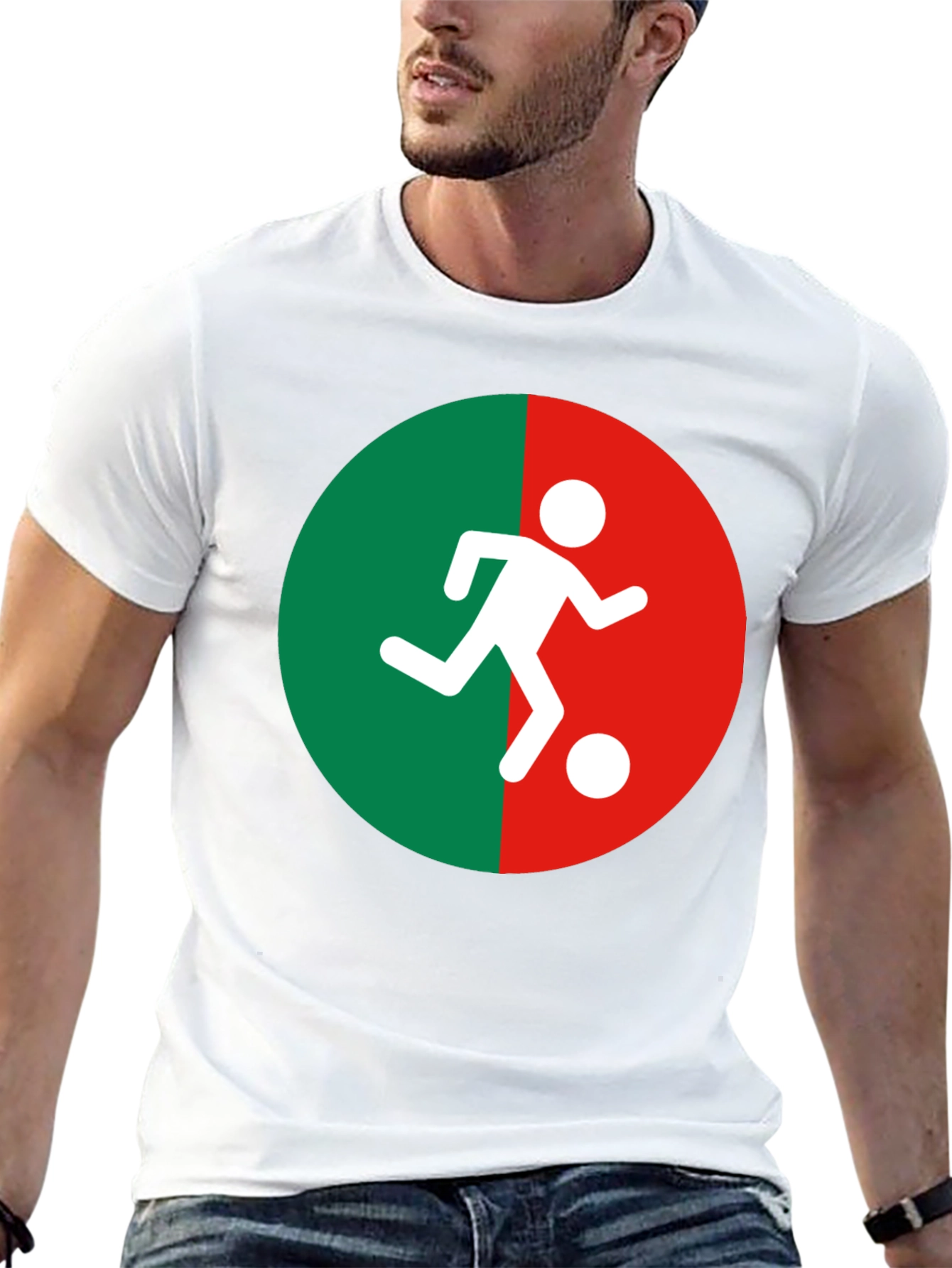 Soccer Player Graphic Tee - Black Cotton Blend Shirt