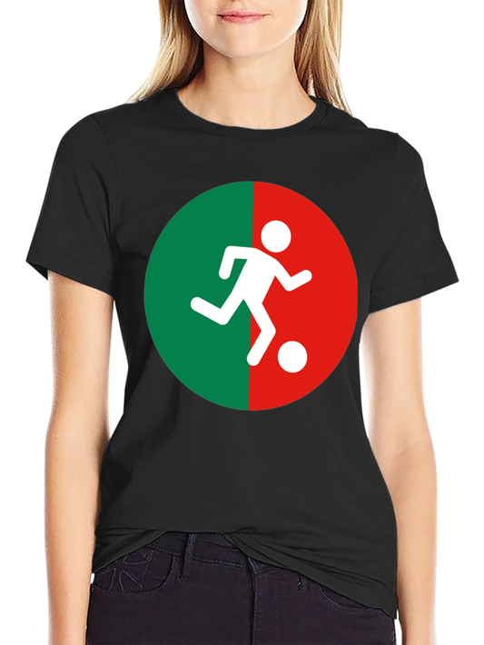 Soccer Player Graphic Tee - Black Cotton Blend Shirt