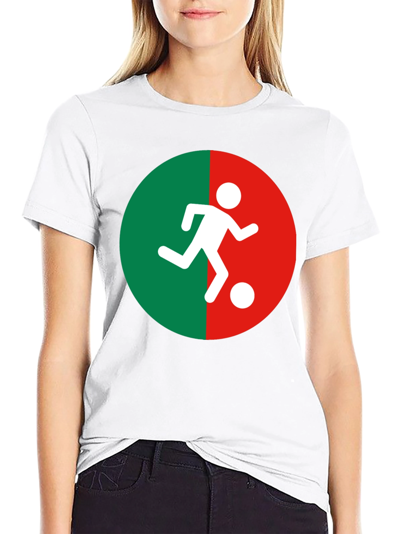 Soccer Player Graphic Tee - Black Cotton Blend Shirt