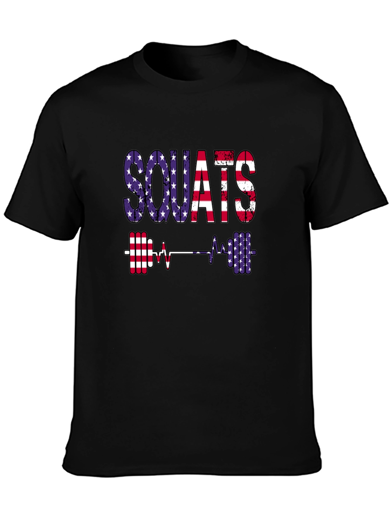 Patriotic Squats Graphic Tee - American Flag Design