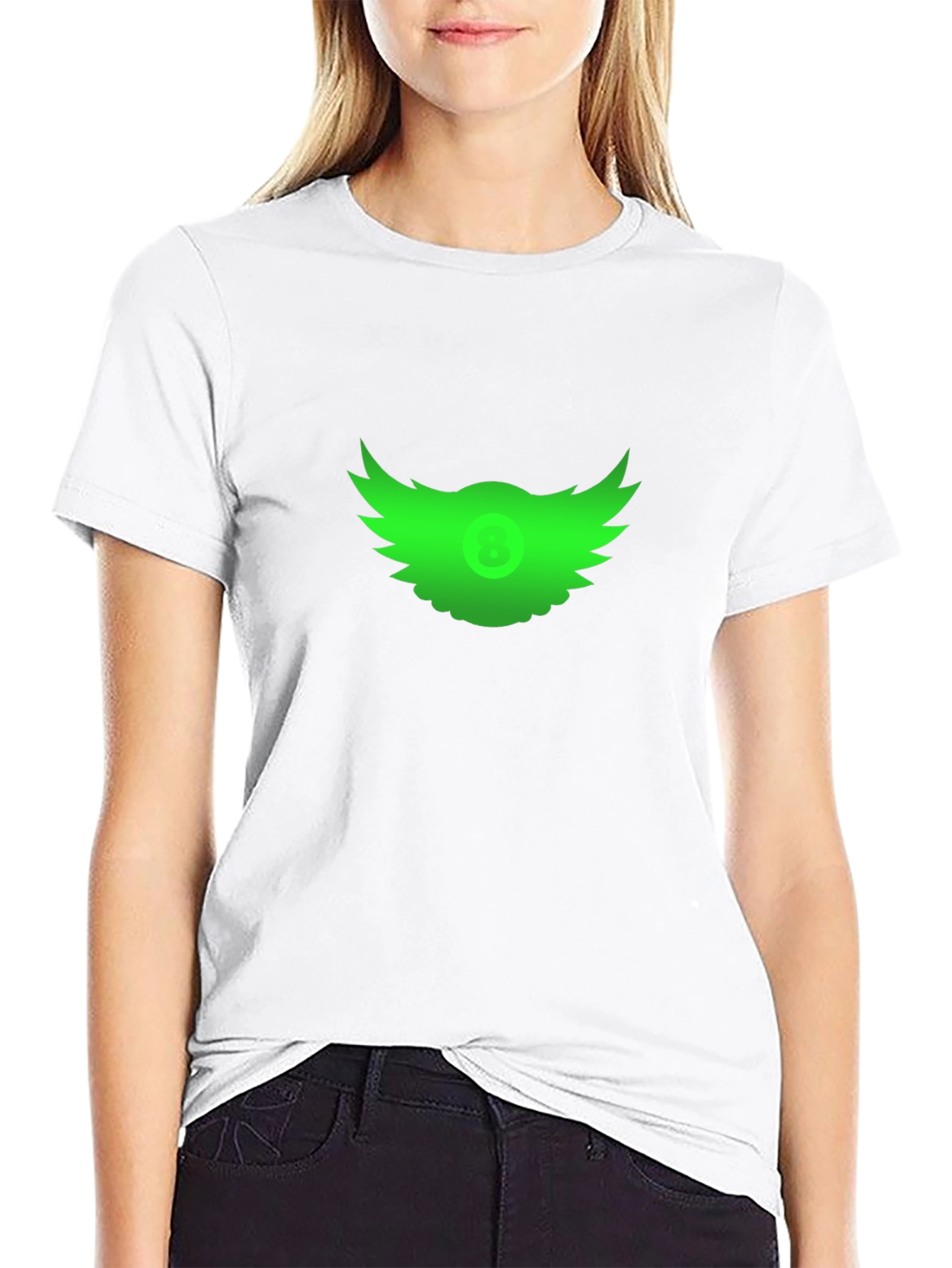 Green 8-Ball Wings Graphic T-Shirt
