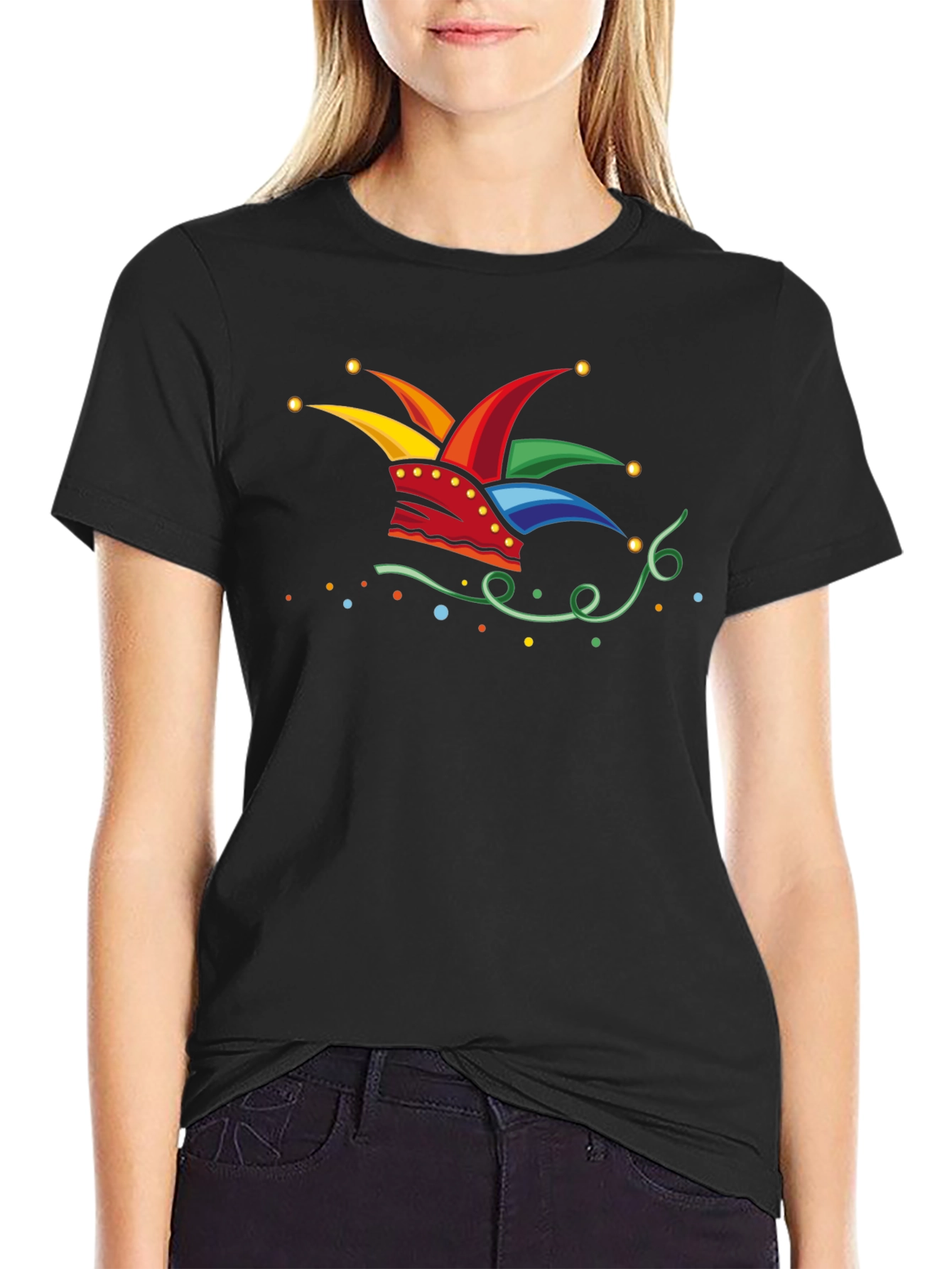 Jester Hat Graphic Black T-Shirt