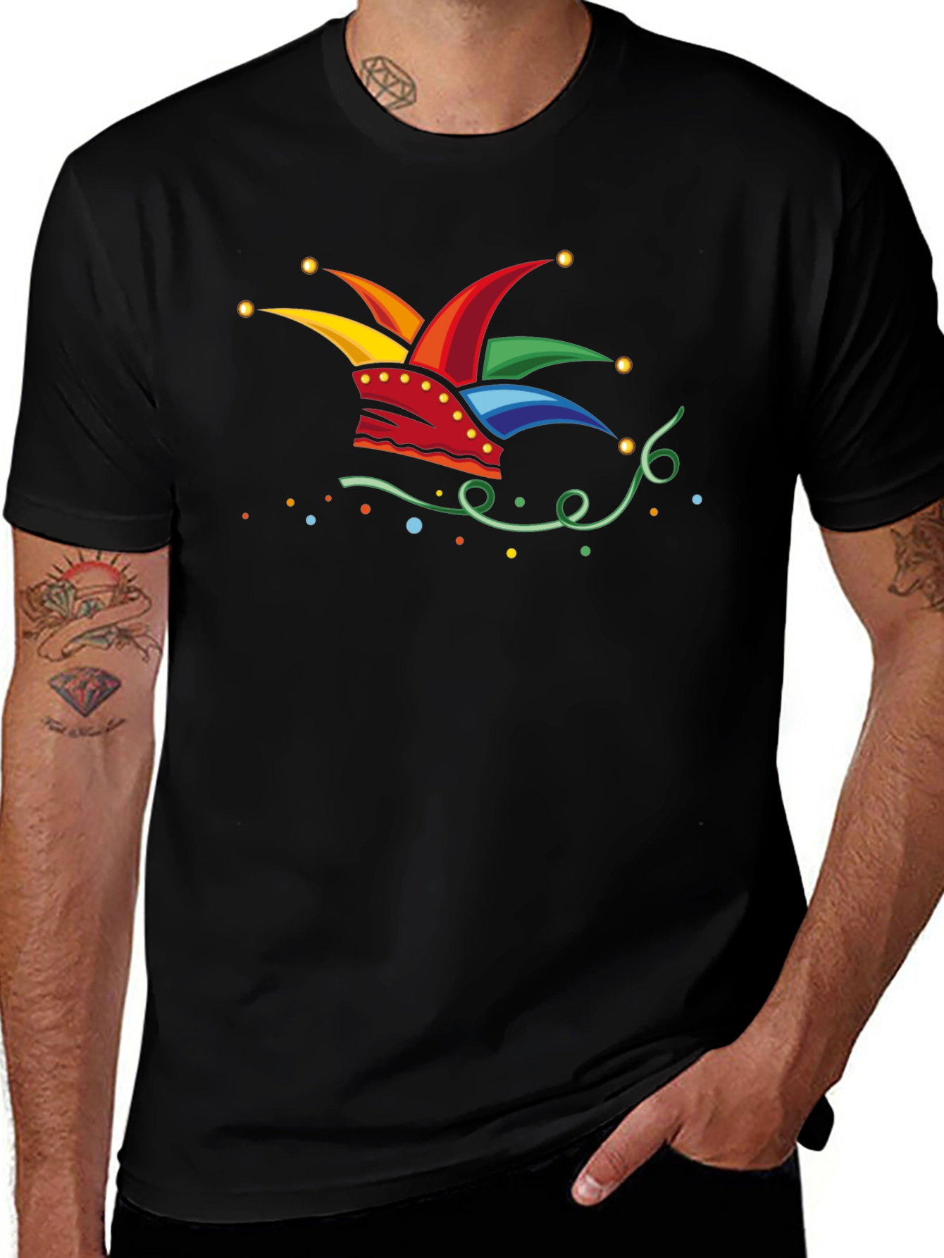 Jester Hat Graphic Black T-Shirt