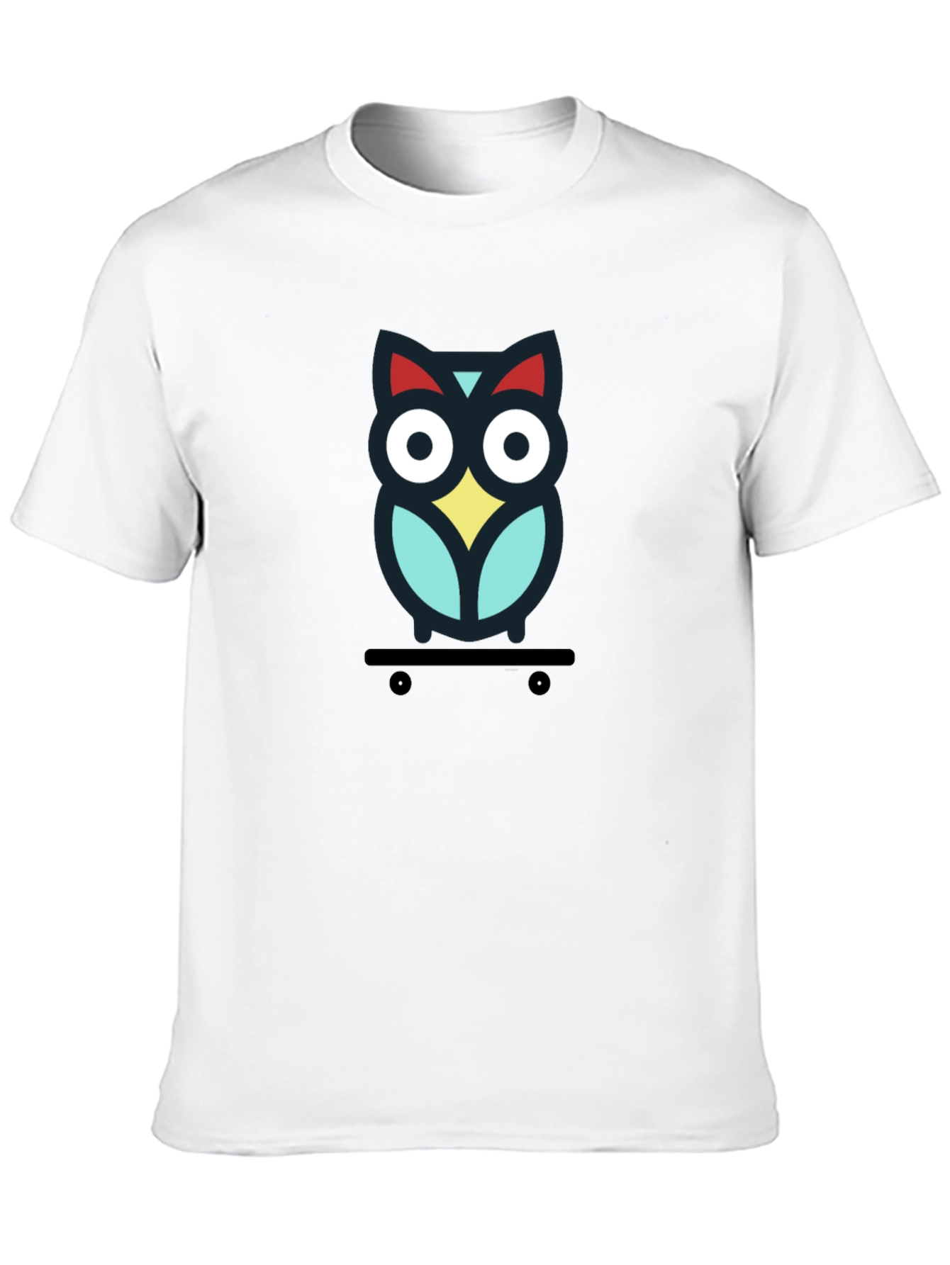 Skateboarding Owl Graphic Tee - Black Cotton T-Shirt