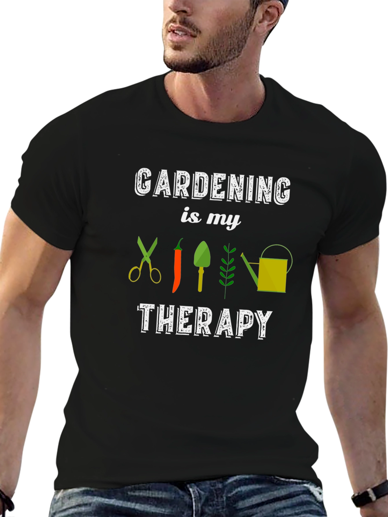 Gardening Therapy T-Shirt - Black Unisex