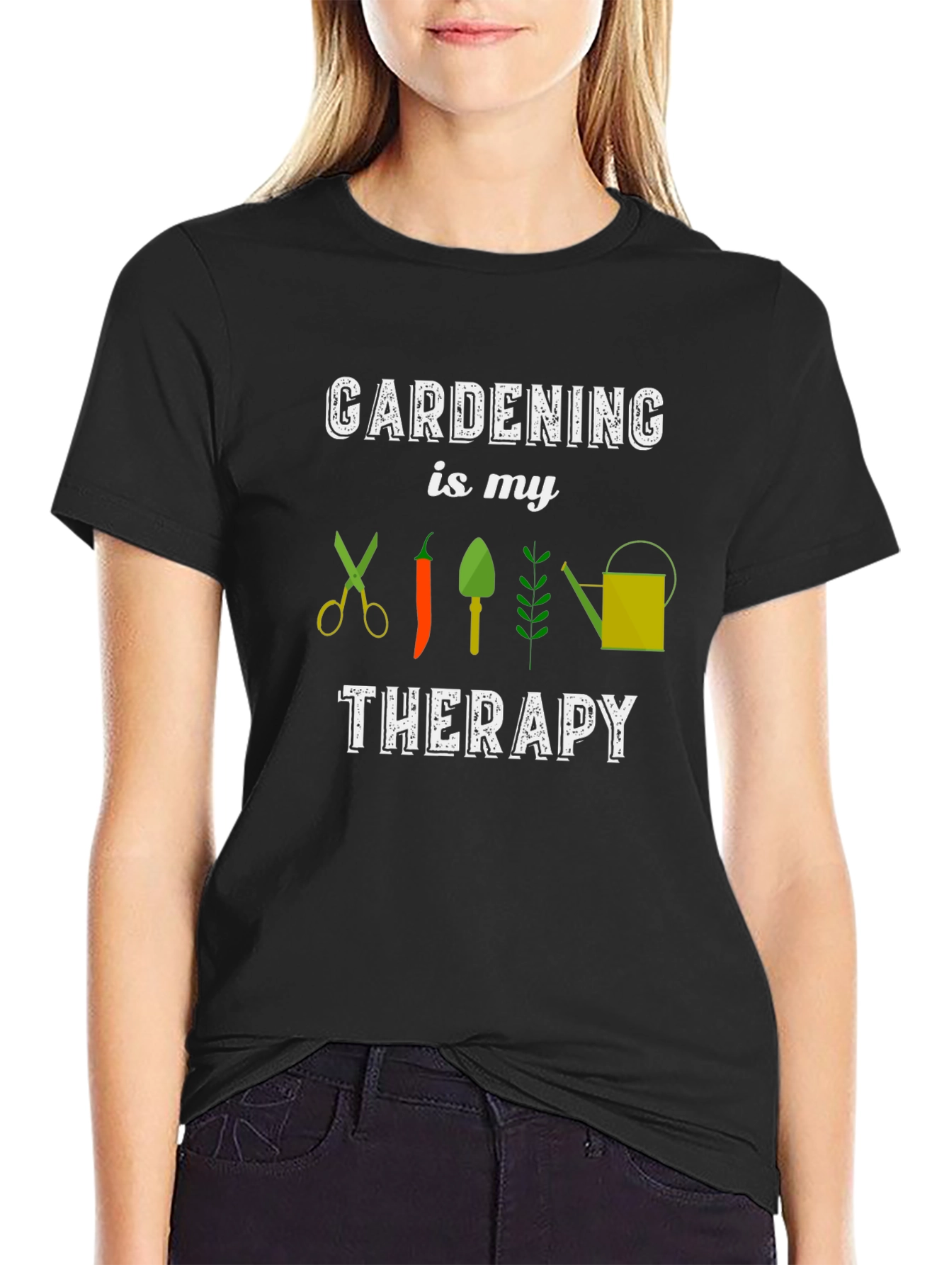Gardening Therapy T-Shirt - Black Unisex