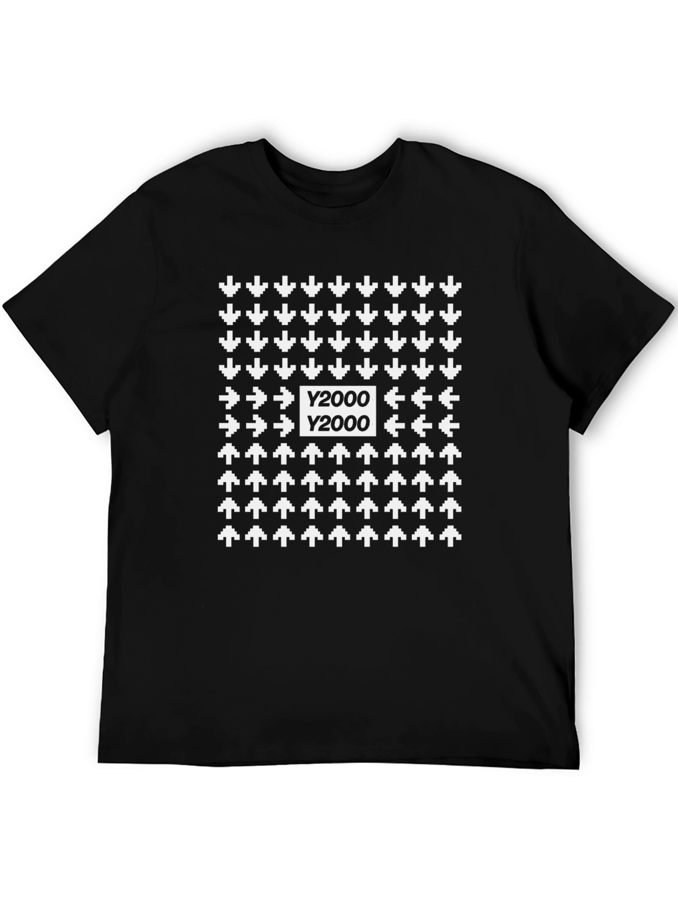 Y2000 Graphic Print Black Cotton Tee