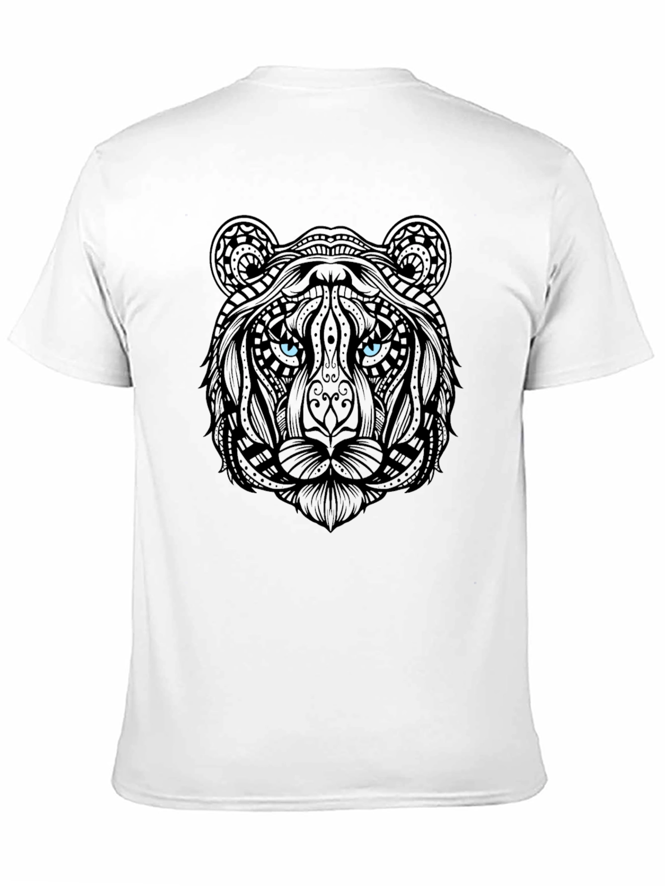 Tiger Graphic Print Crew Neck Mens Black T-Shirt