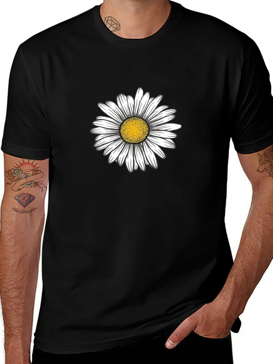 Daisy Graphic Black T-Shirt Casual Cotton Top