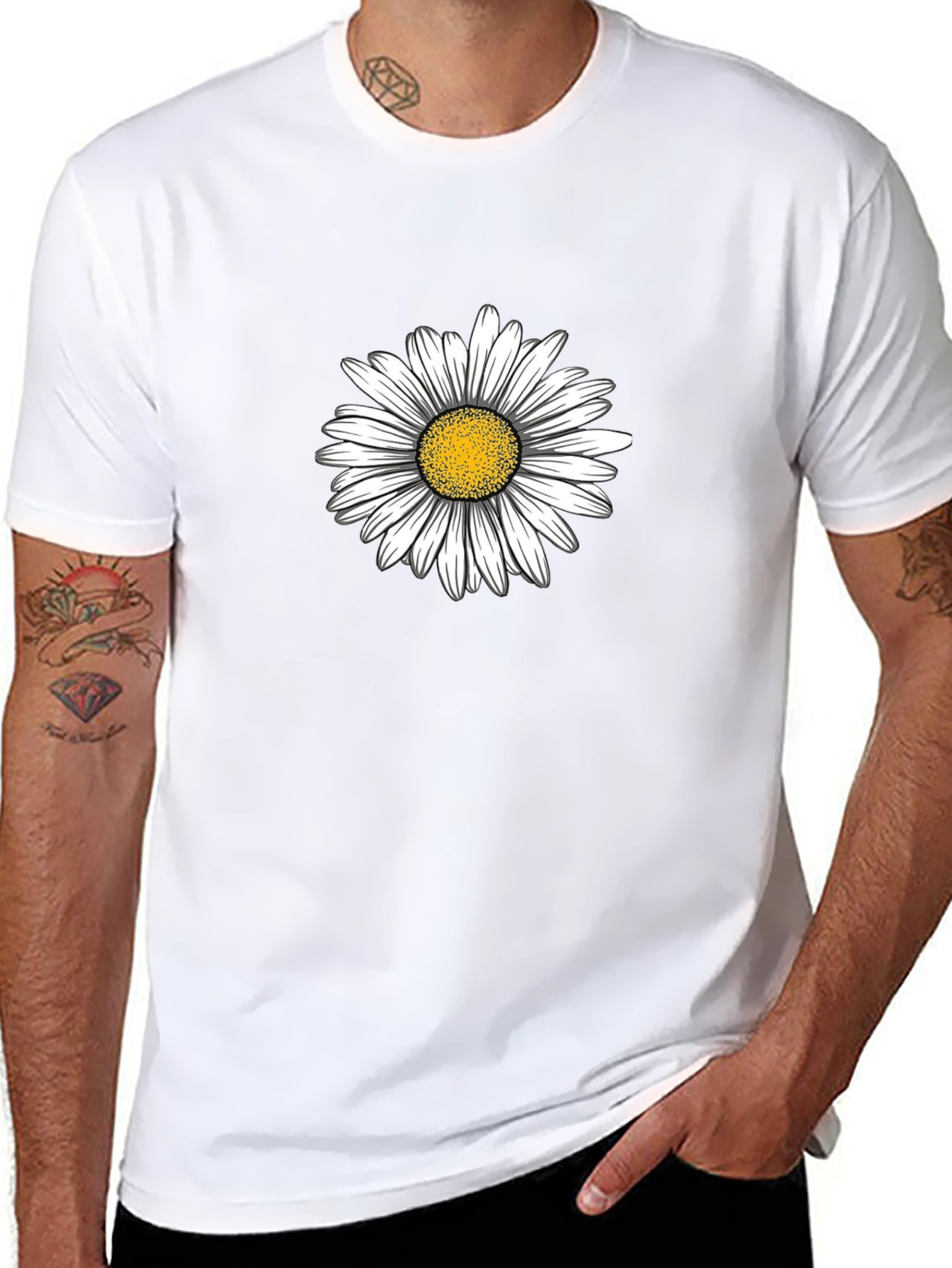 Daisy Graphic Black T-Shirt Casual Cotton Top