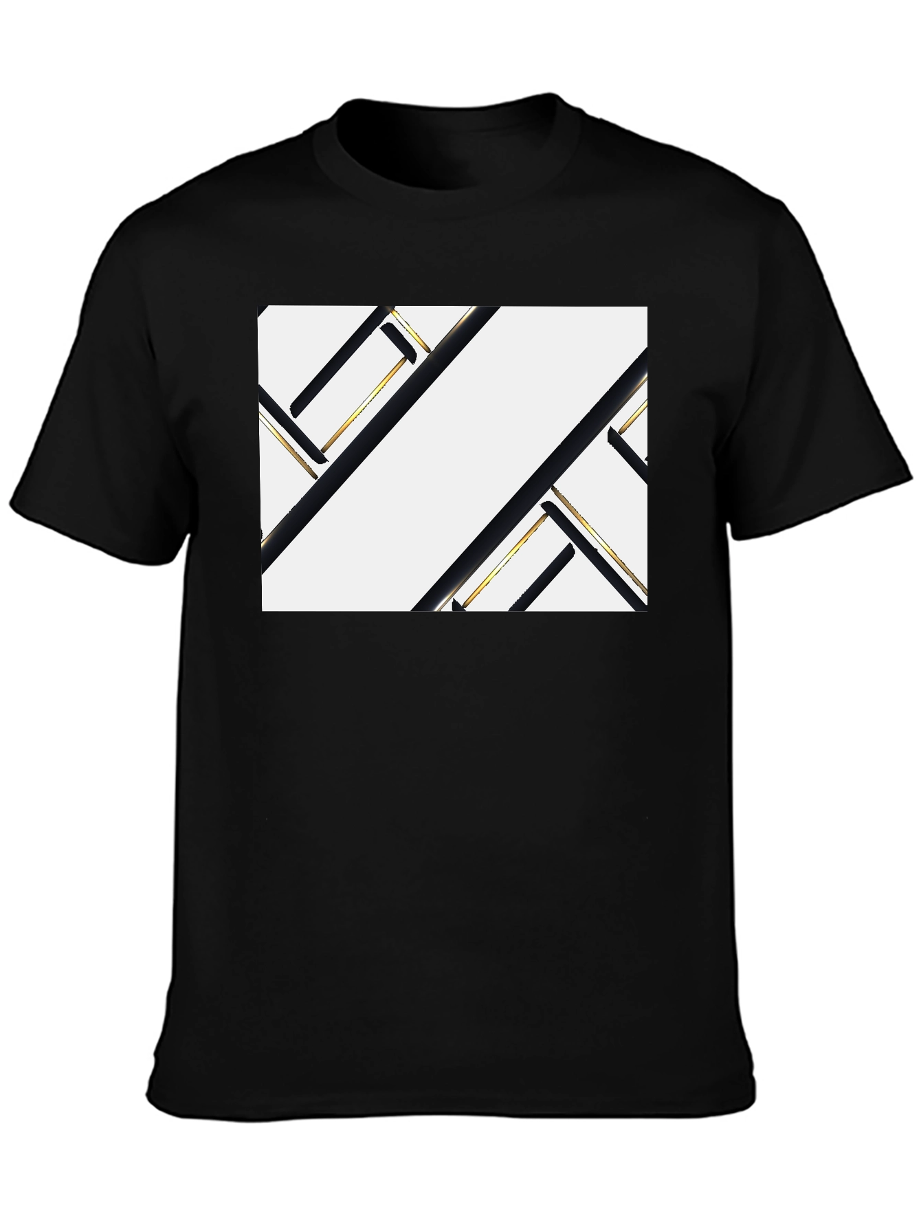 Abstract Geometric Black and Gold Graphic Tee