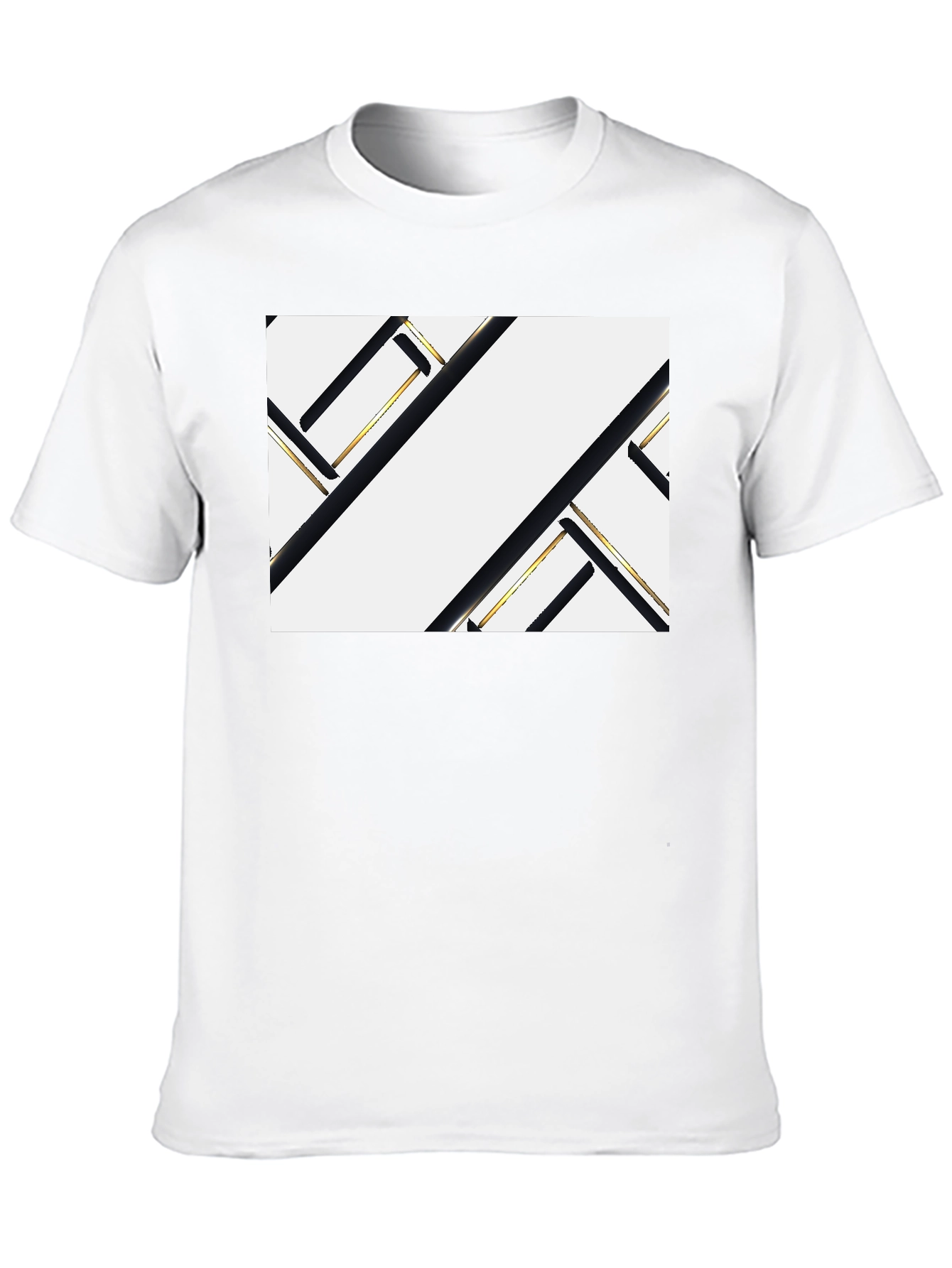 Abstract Geometric Black and Gold Graphic Tee