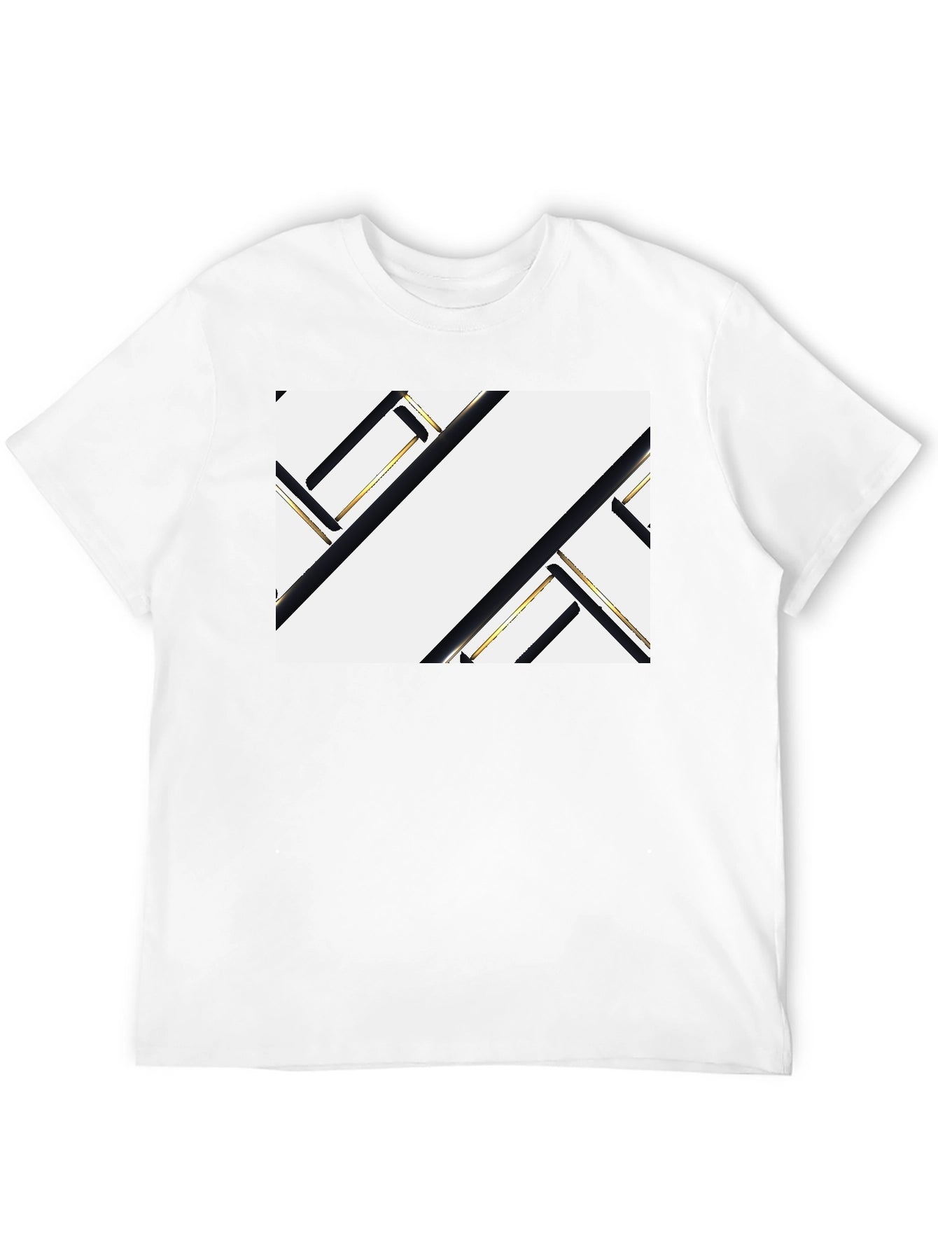 Abstract Geometric Black and Gold Graphic Tee