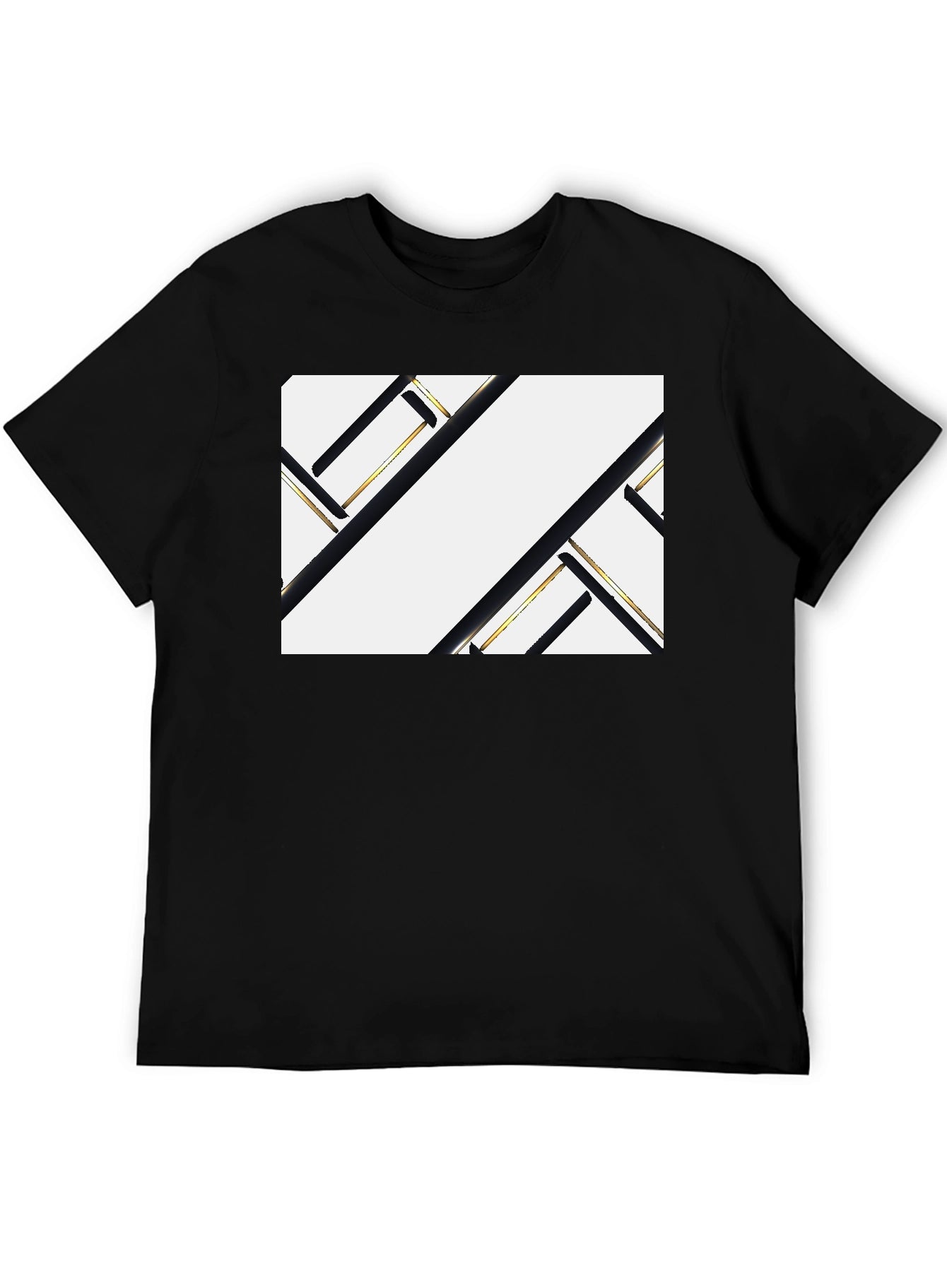Abstract Geometric Black and Gold Graphic Tee