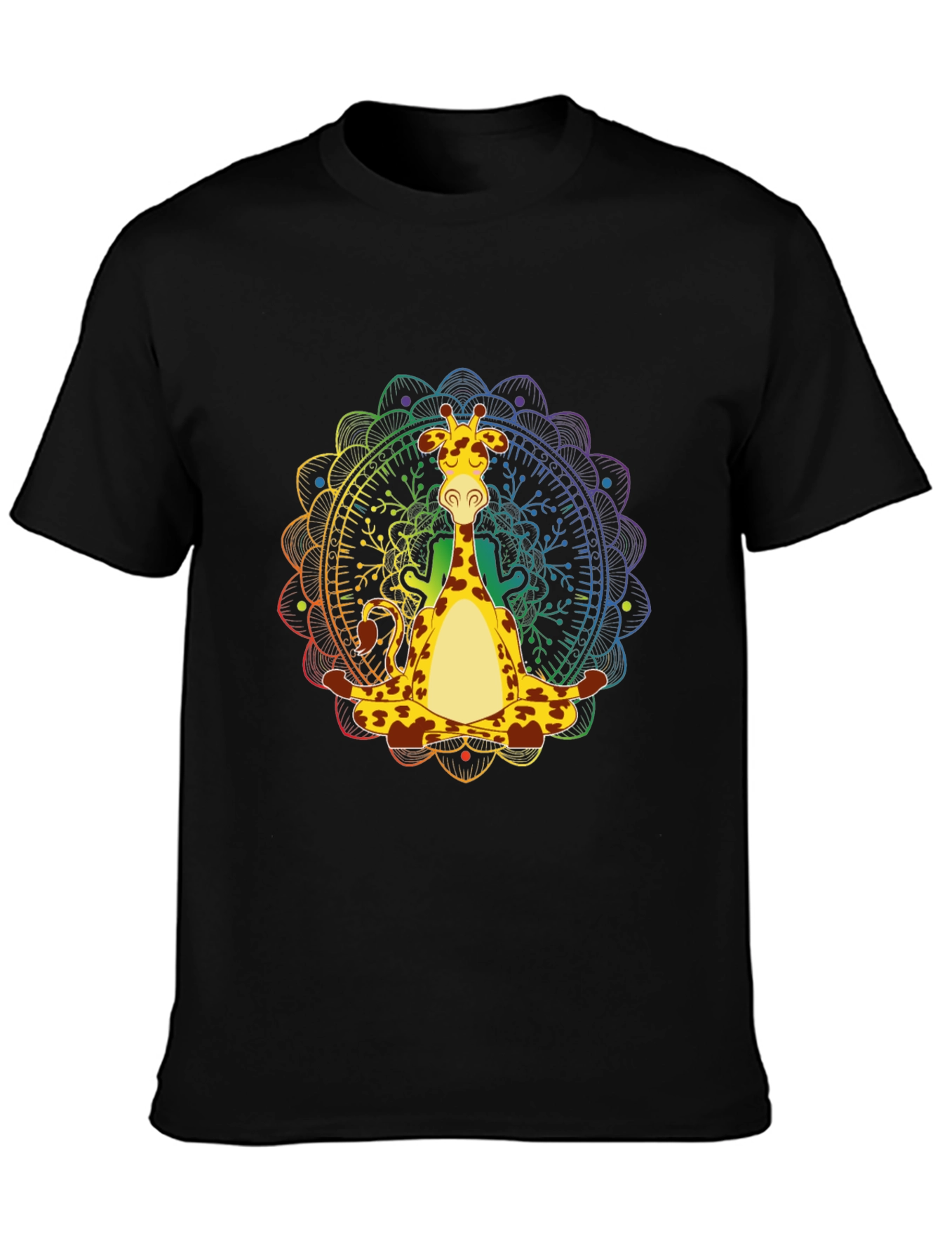 Zen Giraffe T-Shirt - Meditating Mandala Design